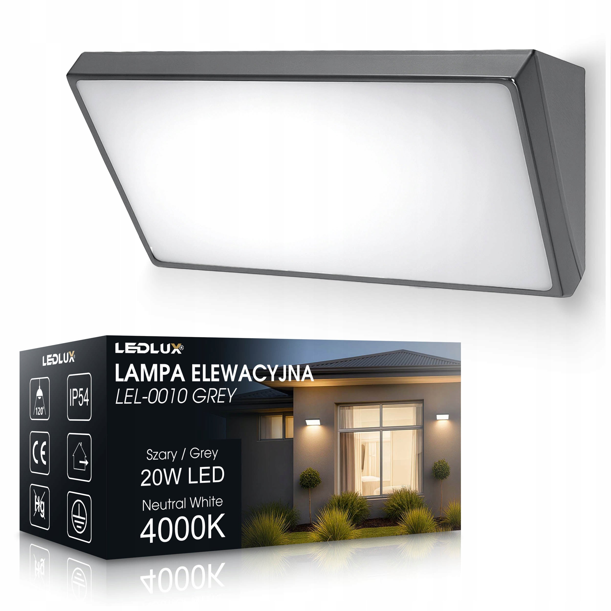 Outdoor Wall Lamp LED Garden Lamp 20W Facade Wall Neutral