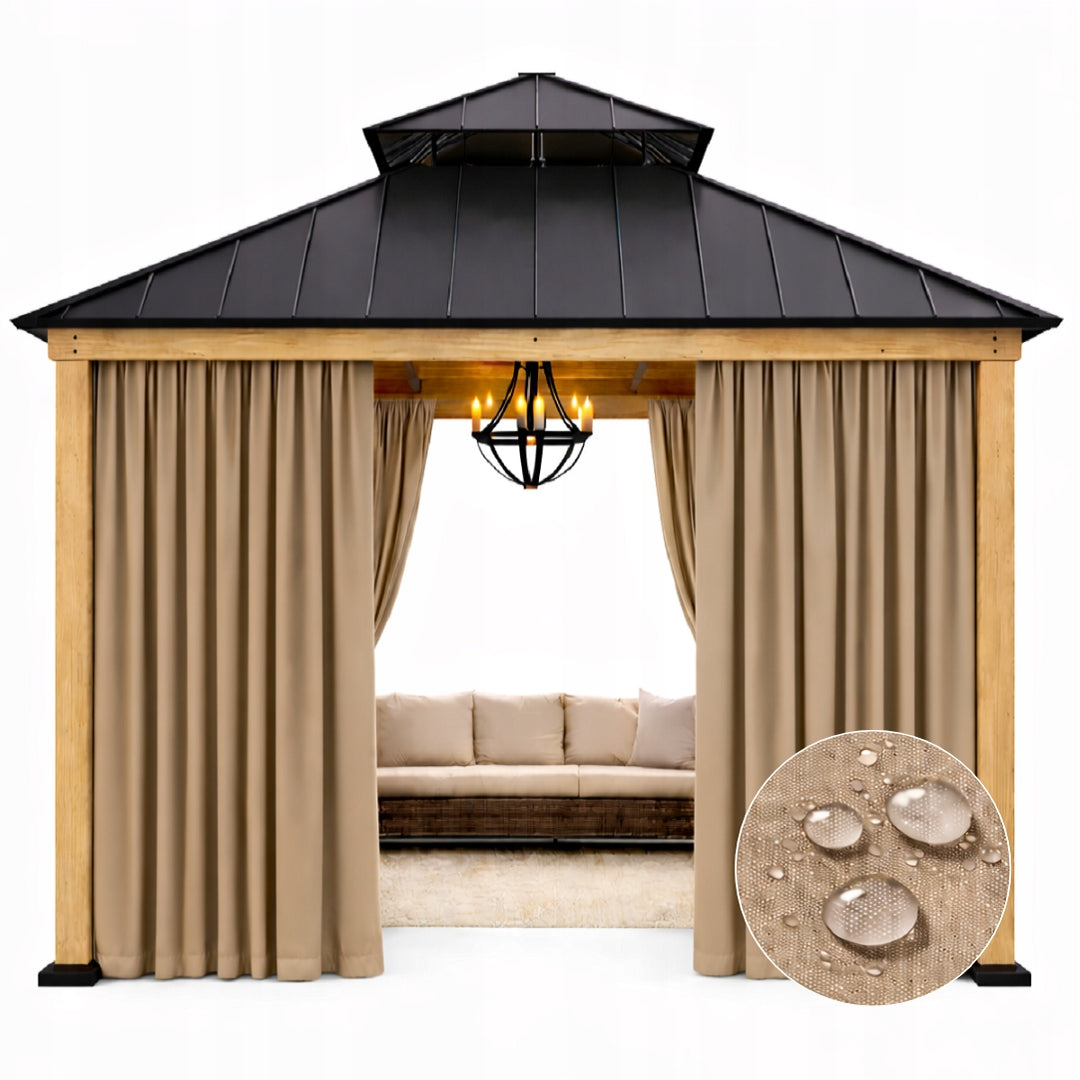 Outdoor Waterproof Curtains 155x220 For Gazebo Garden Curtain Beige