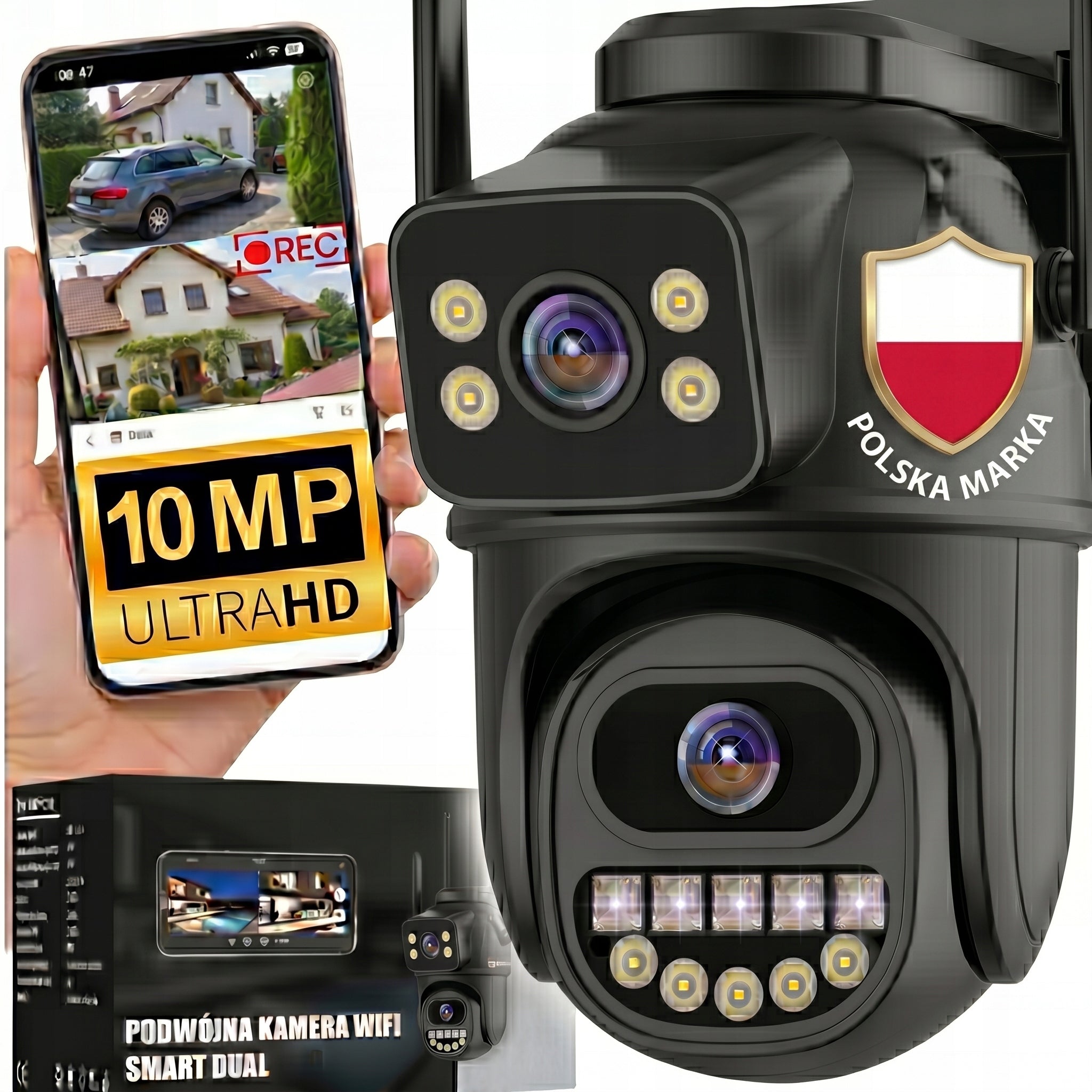 Outdoor Wifi Camera Rotating Dual 10 MP UHD 4K ZOOM Audio Tracking Packaging status original