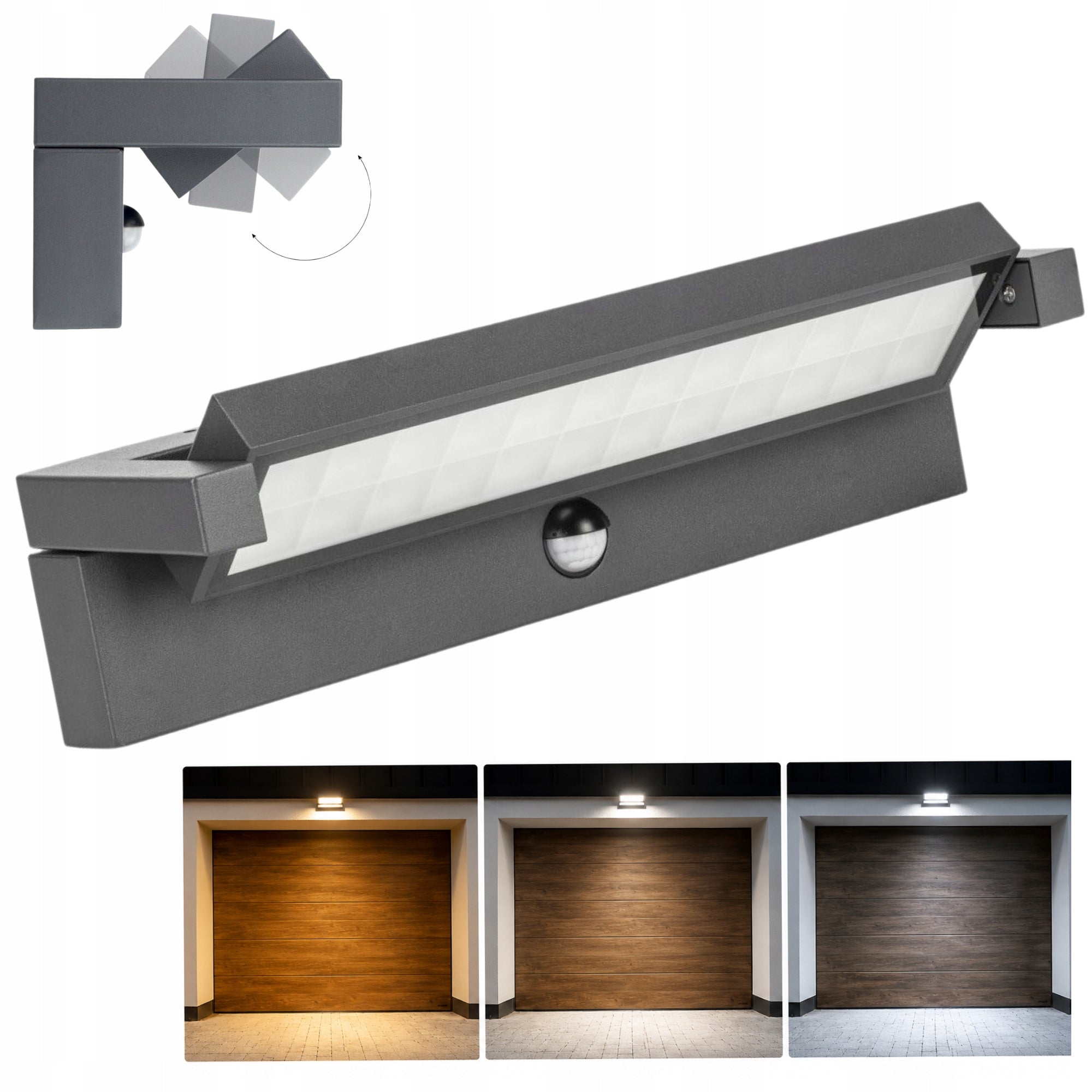 Outdoor wall lamp with motion sensor LED 27W lamp over garage ANTHRACITE IP65