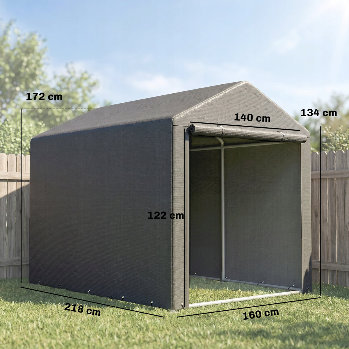 Outsunny Garage Tent 1,6 x 2,18 x 1,72 m, UV, Zipper Length 2.18 m