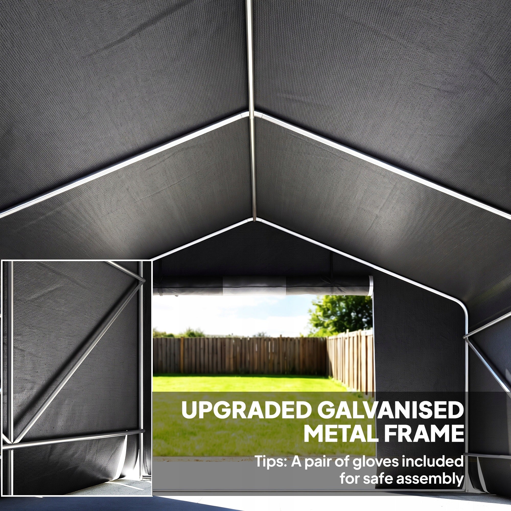 Outsunny Garage Tent 3 x 3 x 2,1 m, waterproof, dark grey Manufacturer Outsunny