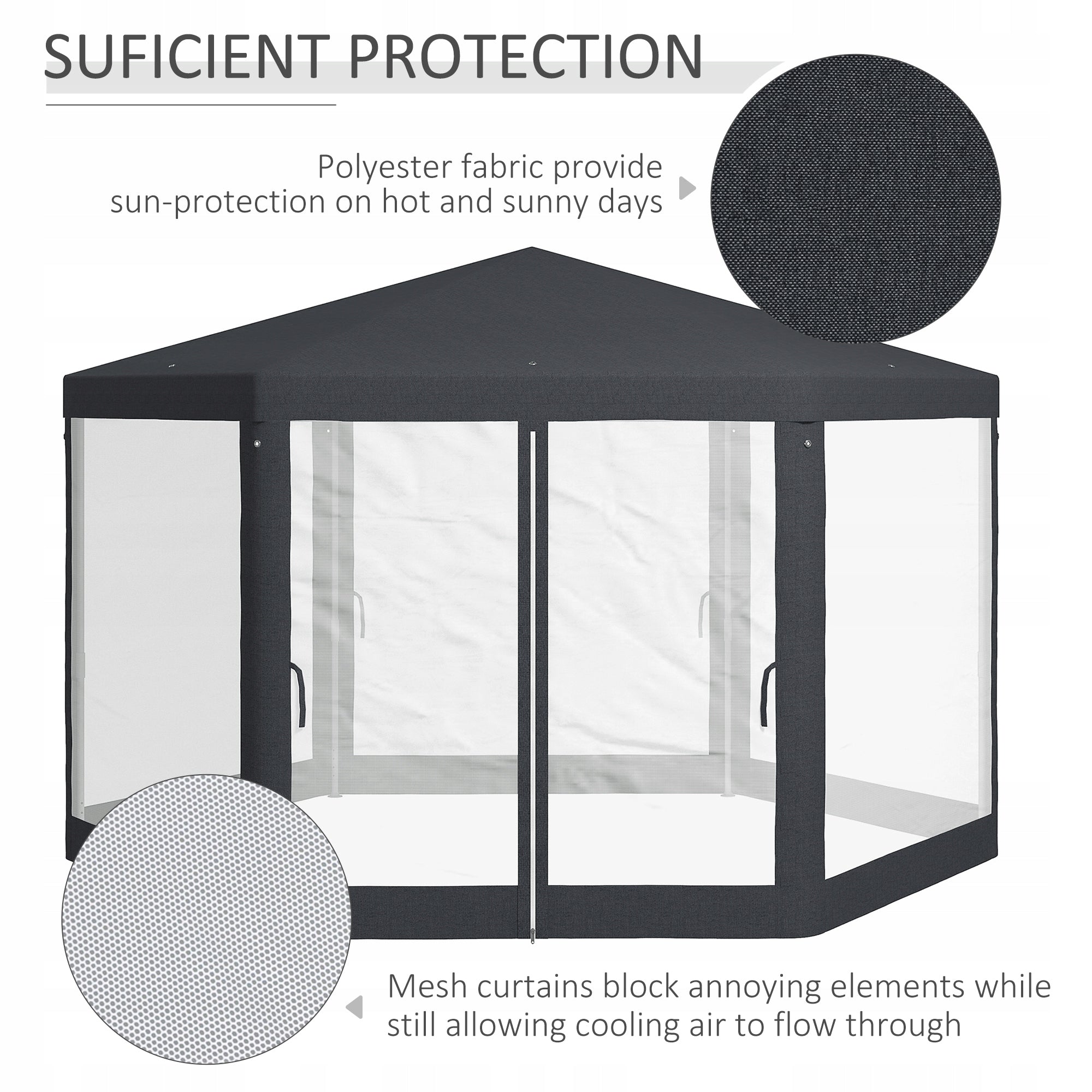 Outsunny Garden pavilion 4x4 m with mosquito net, dark grey Manufacturer Outsunny