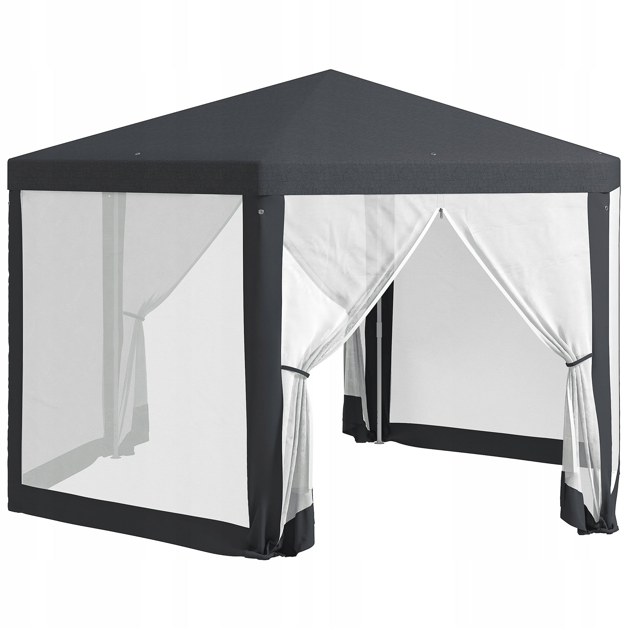 Outsunny Garden pavilion 4x4 m with mosquito net, dark grey