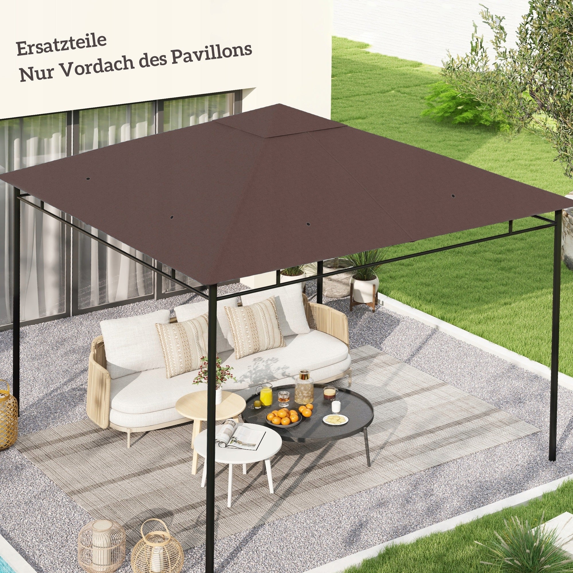 Outsunny Gazebo roof 3x3m, hydrophobic, replacement roof polyester coffee Manufacturer Outsunny