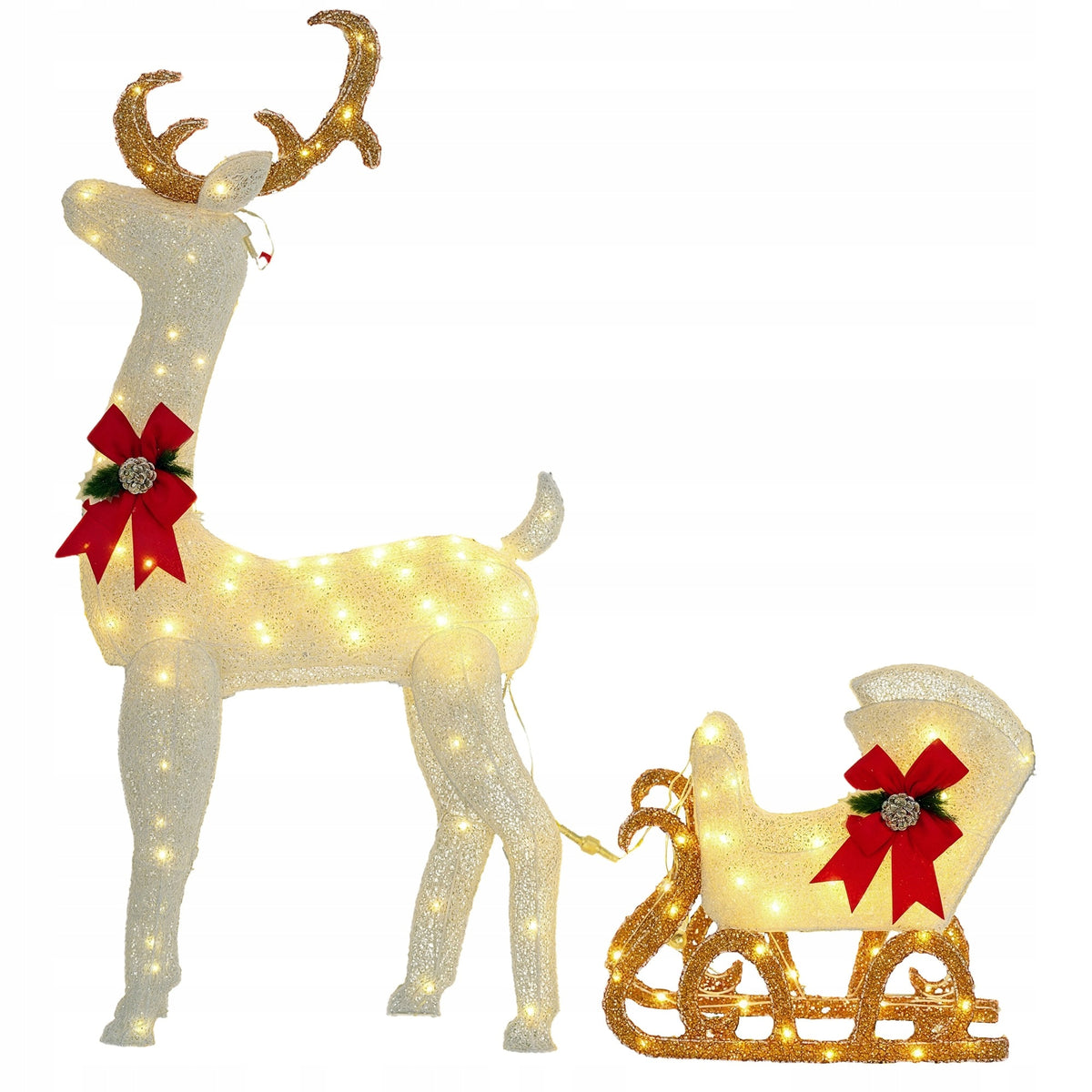 Outsunny LED Reindeer and sled, Christmas decoration, 170 lights