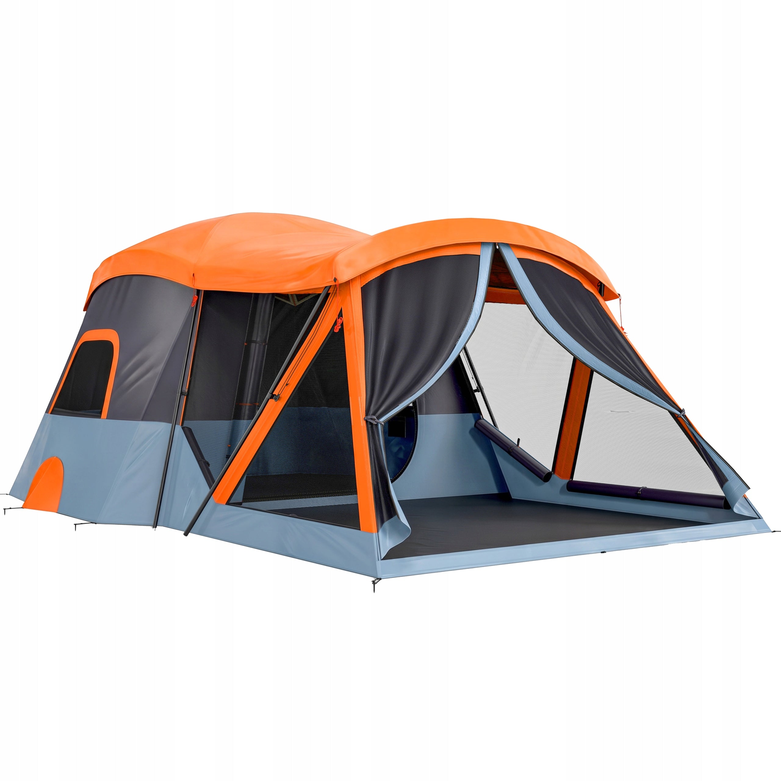 Outsunny Tunnel tent for 4 people with sleeping area and living room, skylights