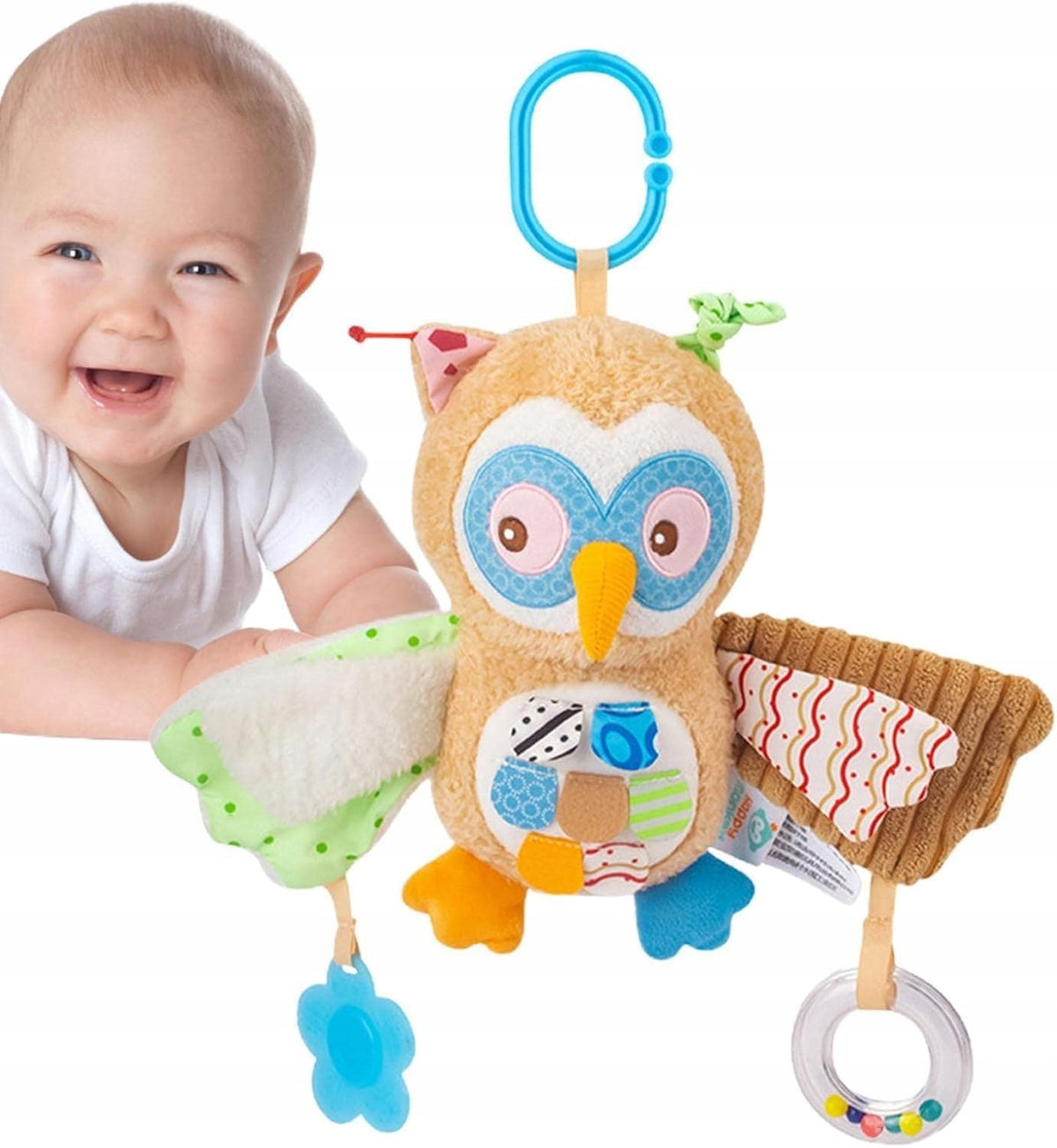 Owl Stroller Pendant with Ratchet and Sensory Teether 0+