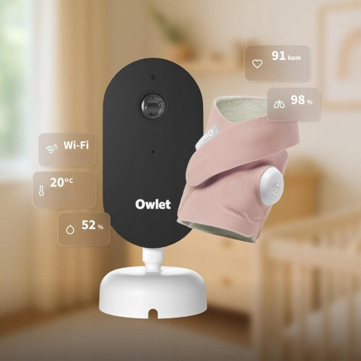 Owlet Dream Duo Baby Monitor and Pulse Oximeter Dream Sock pink Packaging status original