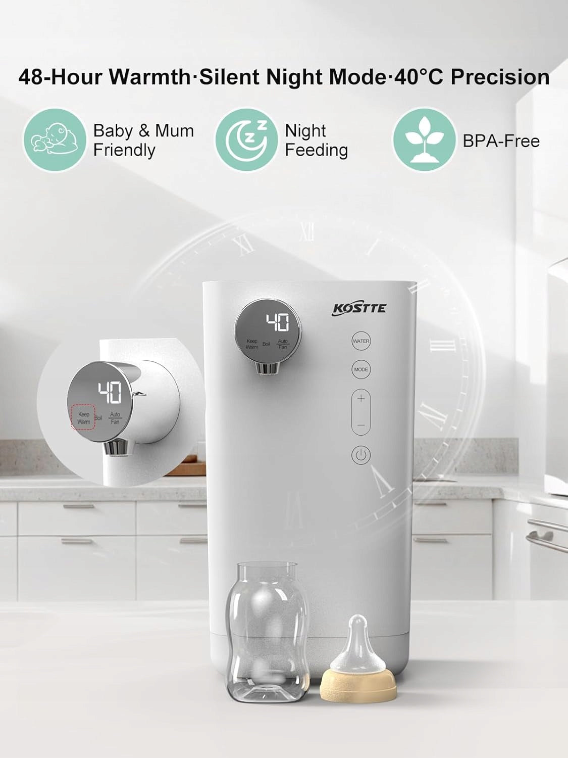 P/09 KOSTTE Instant Bottle Warmer Water Dispenser Packaging status original