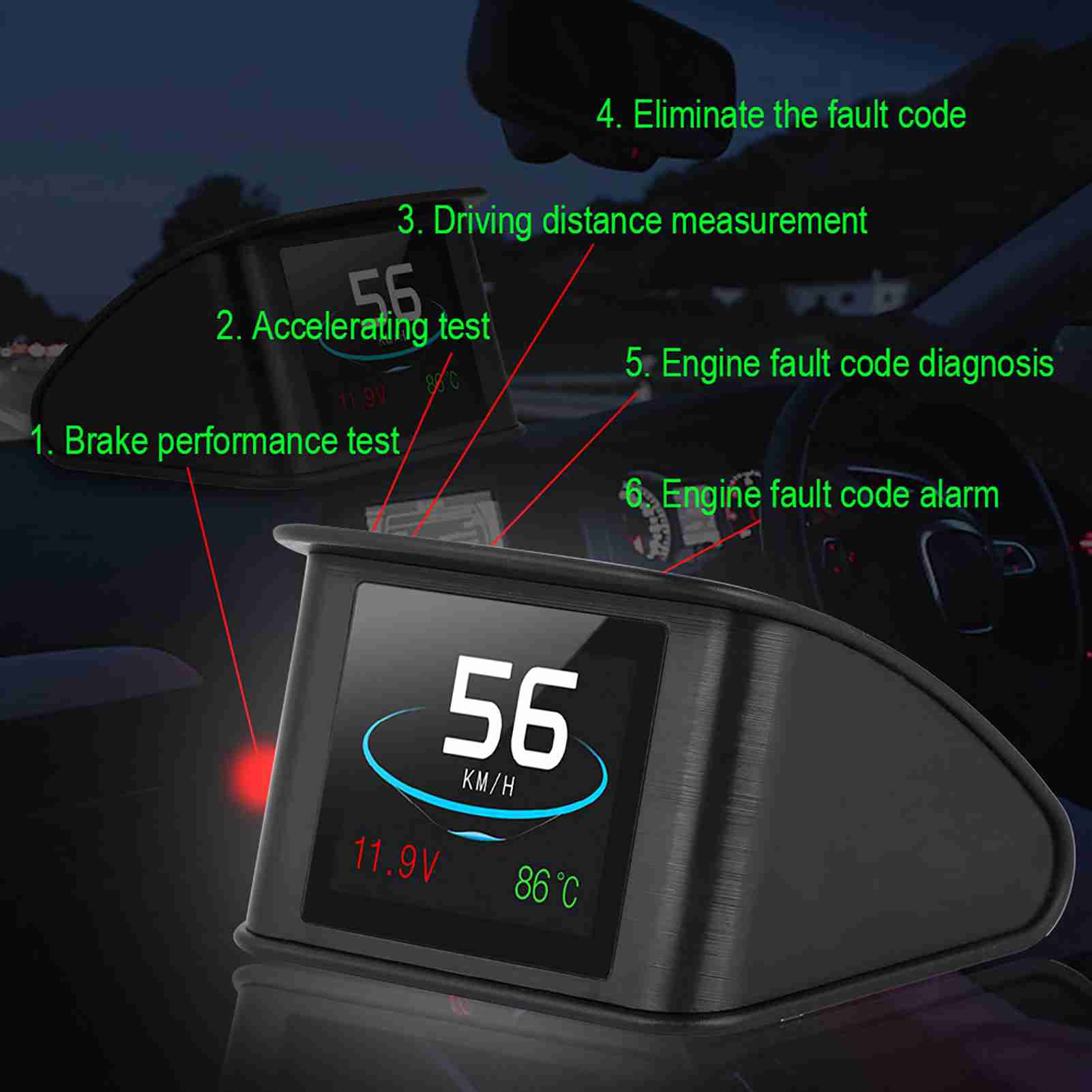 P10 Universal Car HUD Display Head Up OBD2 Model QC06499