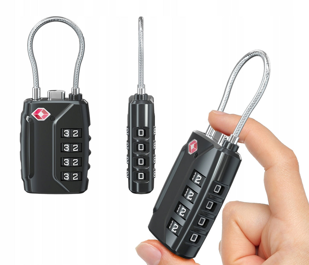 PADLOCK FOR LUGGAGE SUITCASE LOCK TSA 4 DIGITAL COMBINATION LOCK WITH CORD Color black