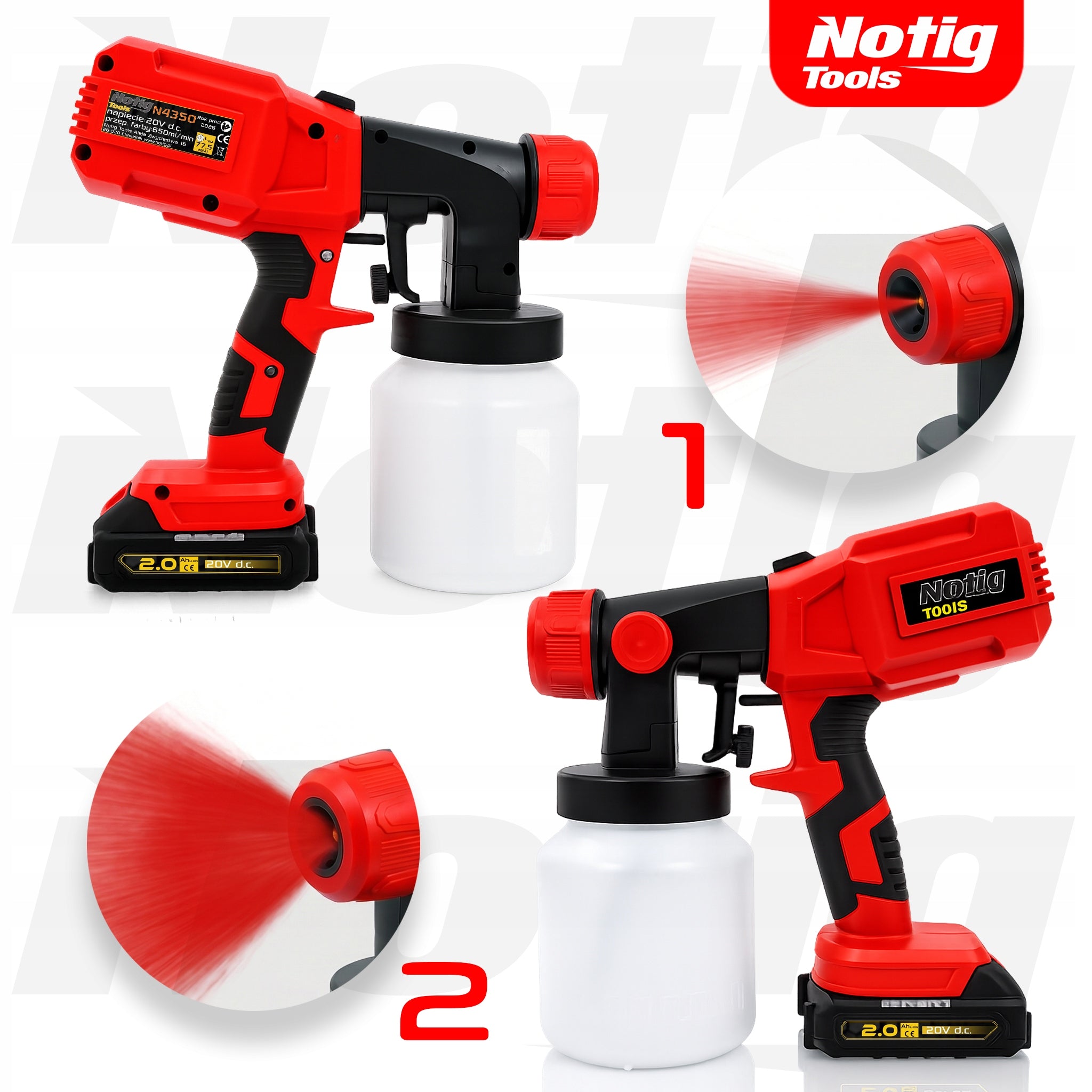 PAINT GUN CORDLESS SPRAY PAINT SPRAYER +2X BATTERY Packaging status original