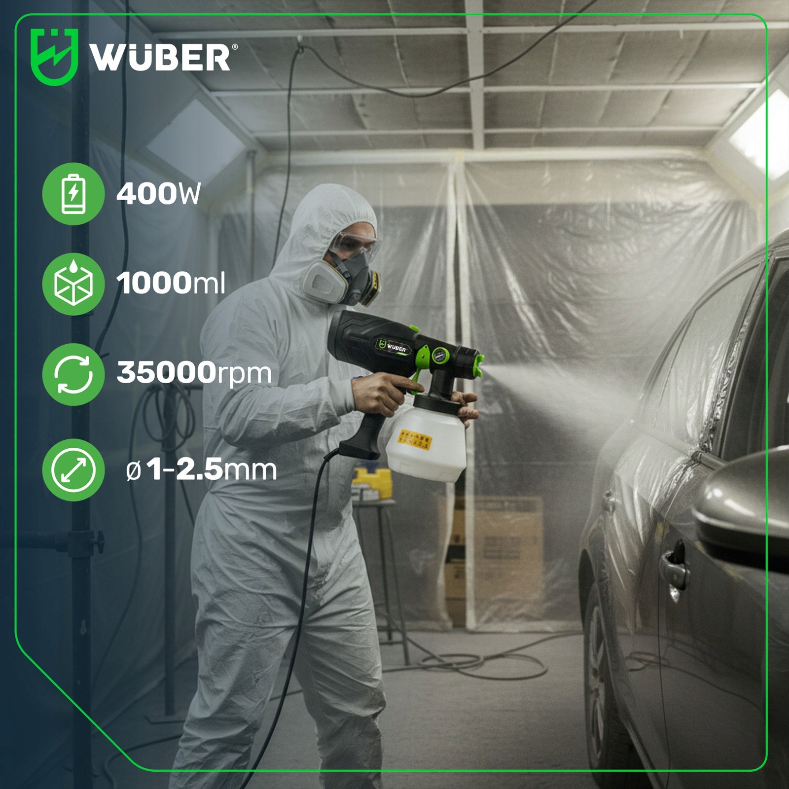 PAINT GUN ELECTRIC POWER UNIT WALL PAINTING REGULATION. 400W Manufacturer code W02002 PISTOLET MALARSKI AGREGAT SIECIOWY 400