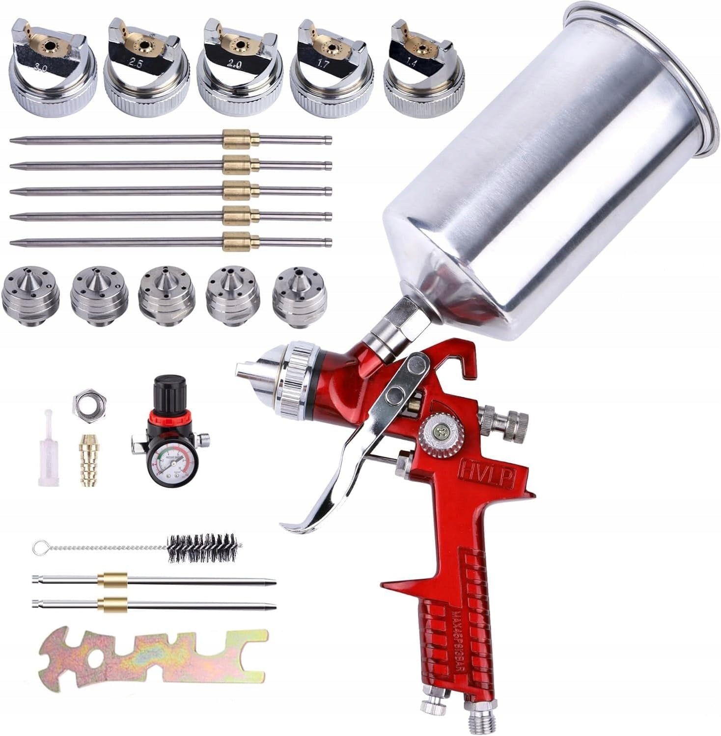 PAINT GUN HVLP WOOLUCK CAR SPRAY 5x NOZZLE 1L