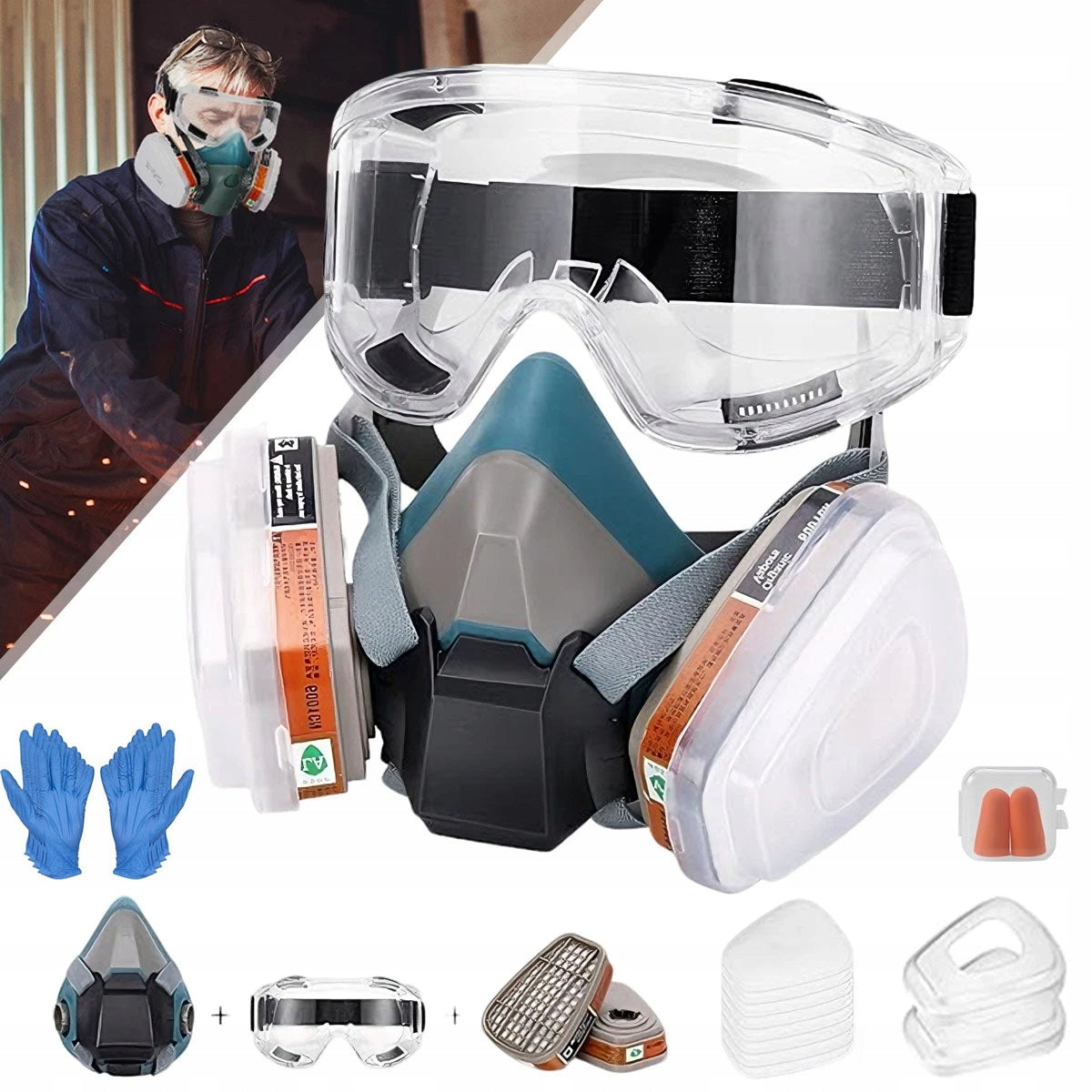 PAINT MASK HALF MASK PROTECTIVE DUST FILTER SET CARTRIDGES