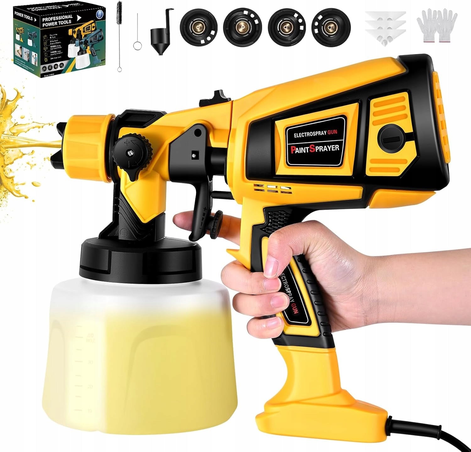 PAINT SPRAYER 850W 1400ML ADJUSTABLE SPEED FOR PAINTING CEILING WALLS