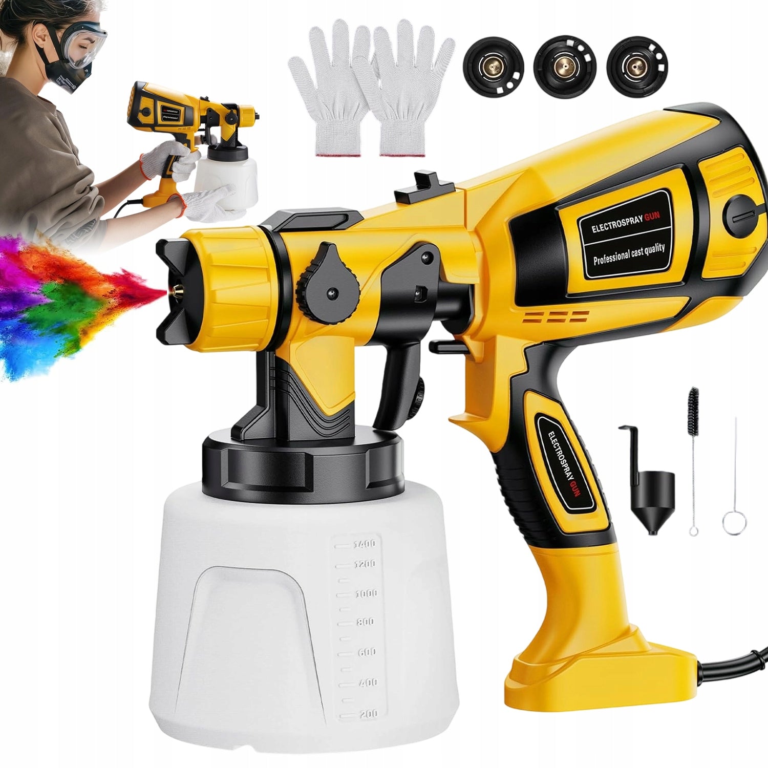 PAINT SPRAYER ELECTRIC PAINT GUN 850W 1400ML 4 NOZZLES