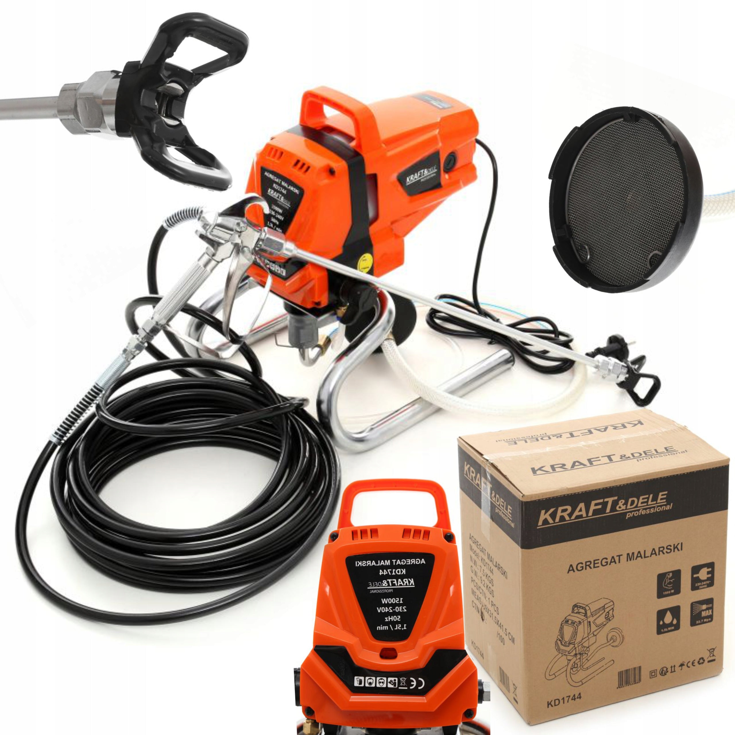 PAINT SPRAYER HYDRODYNAMIC GUN 220 BAR 1500W +EXTENSION +NOZZLE