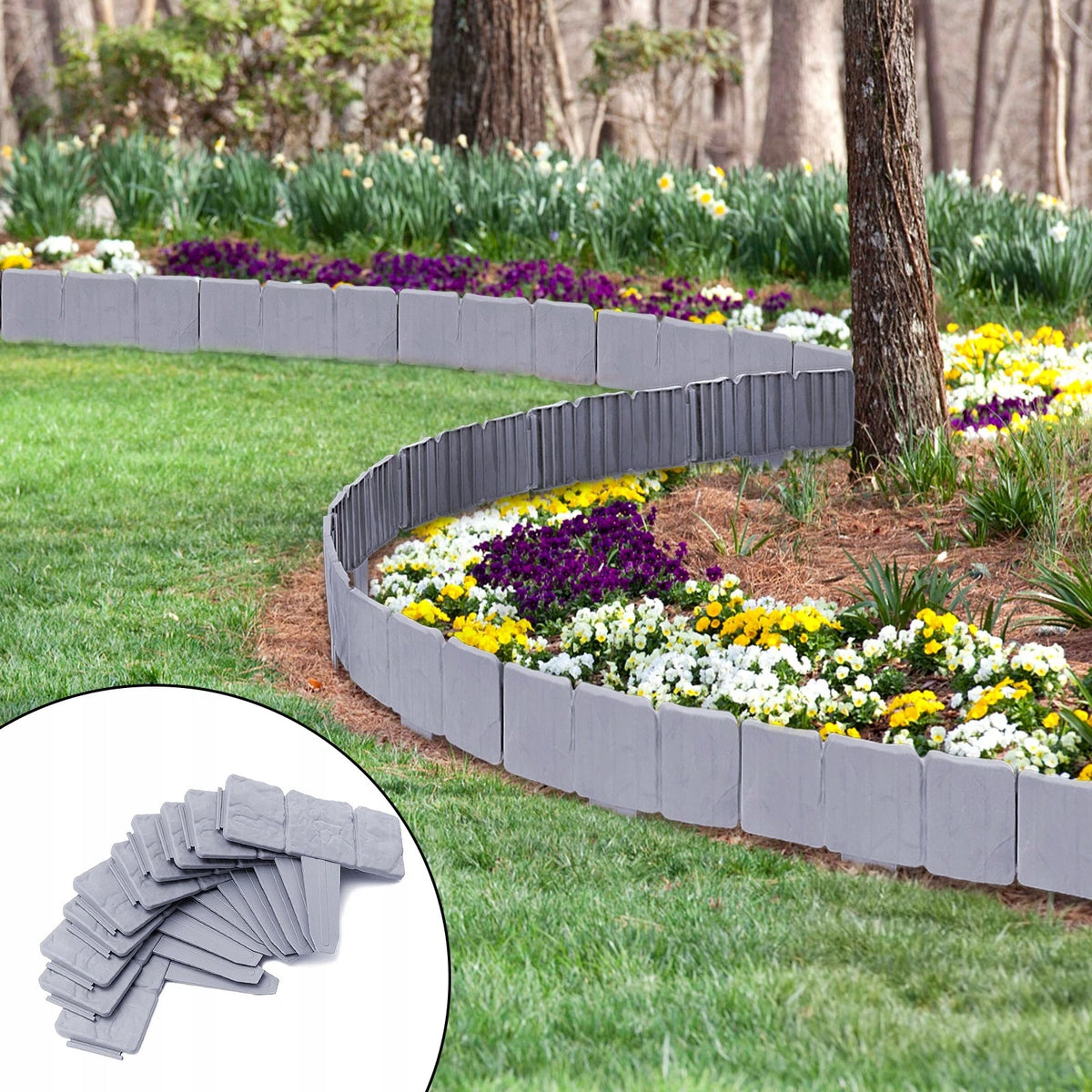 PALISADE LAWN EDGING IN GREY LENGTH 10 METERS 40 pcs