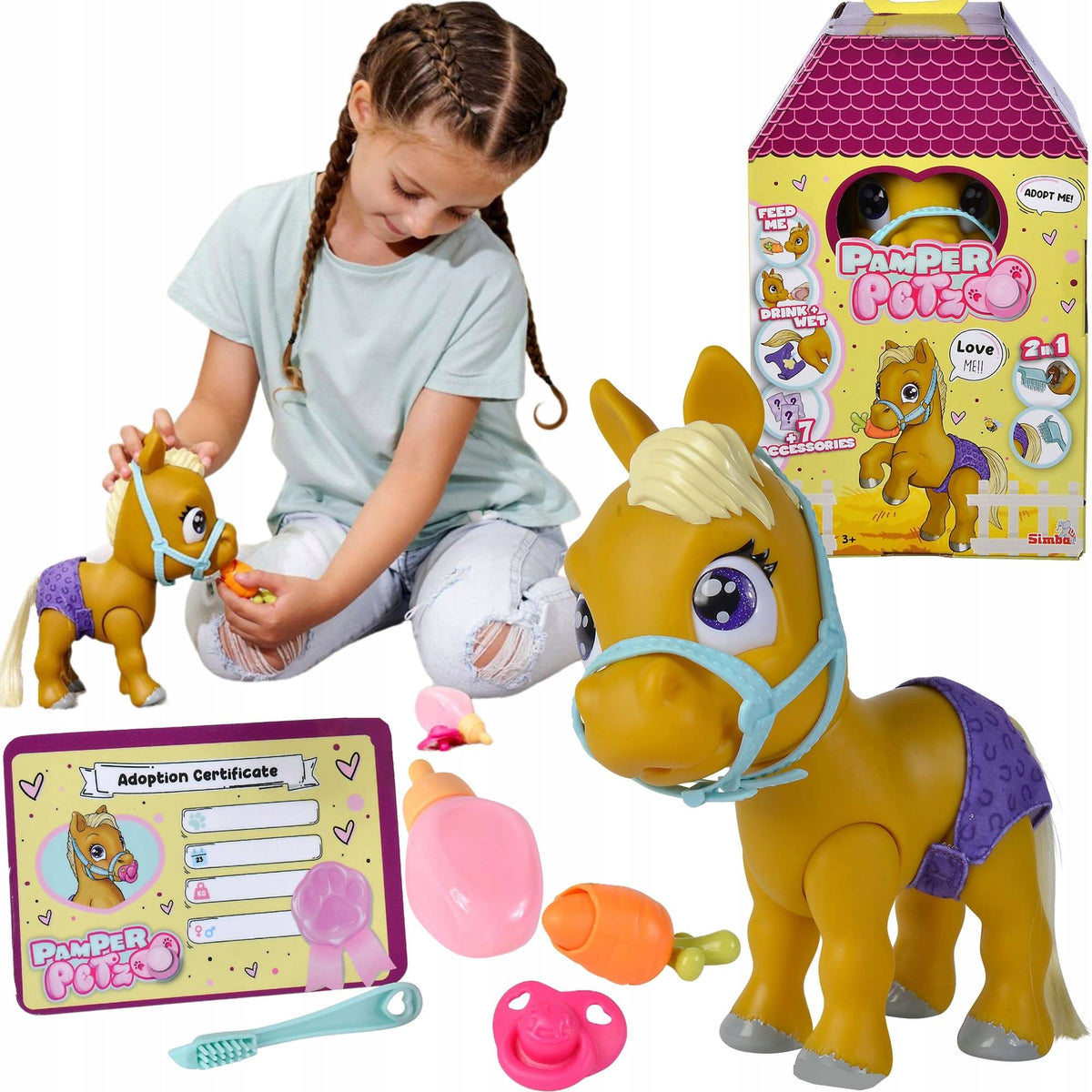 PAMPER PETZ HORSE INTERACTIVE DIAPER GANG PONY DRINKING PEE + PACIFIER