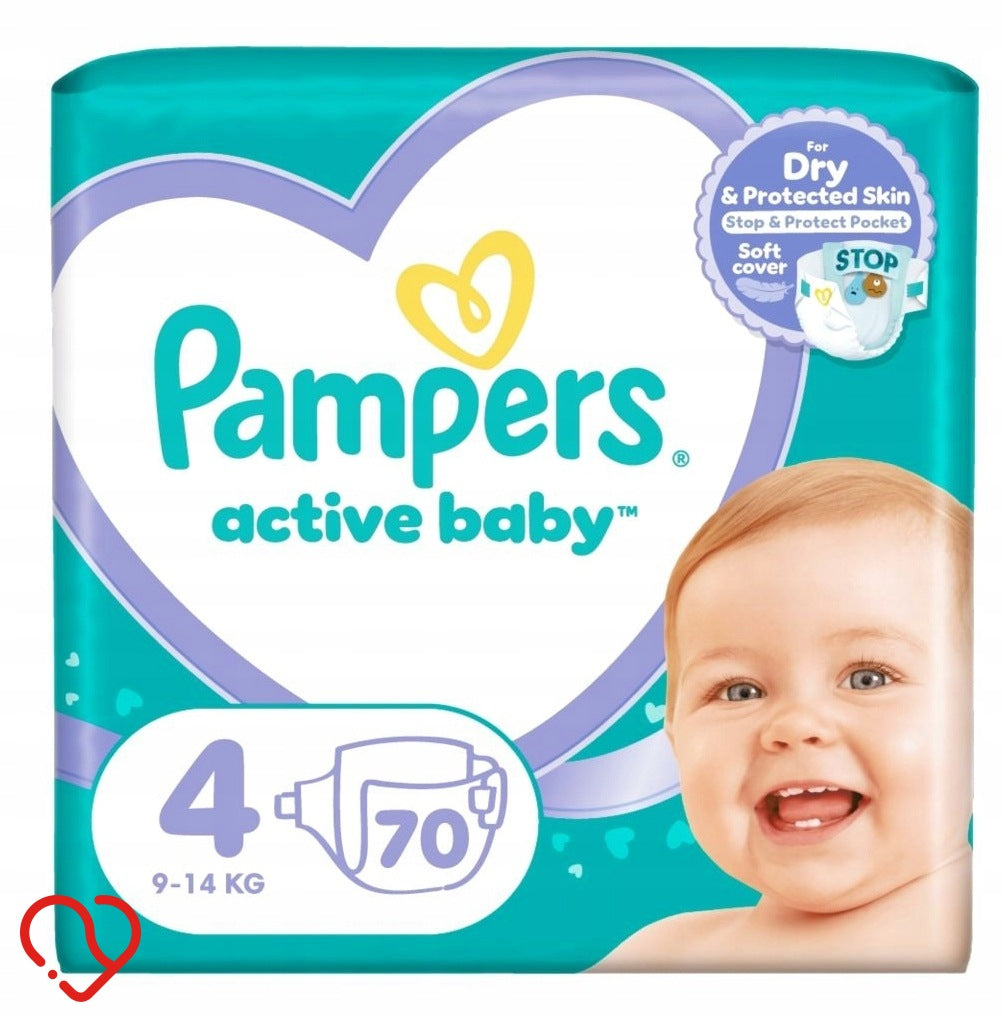 PAMPERS ACTIVE BABY DIAPERS 9-14 KG SIZE 4 70 PCS