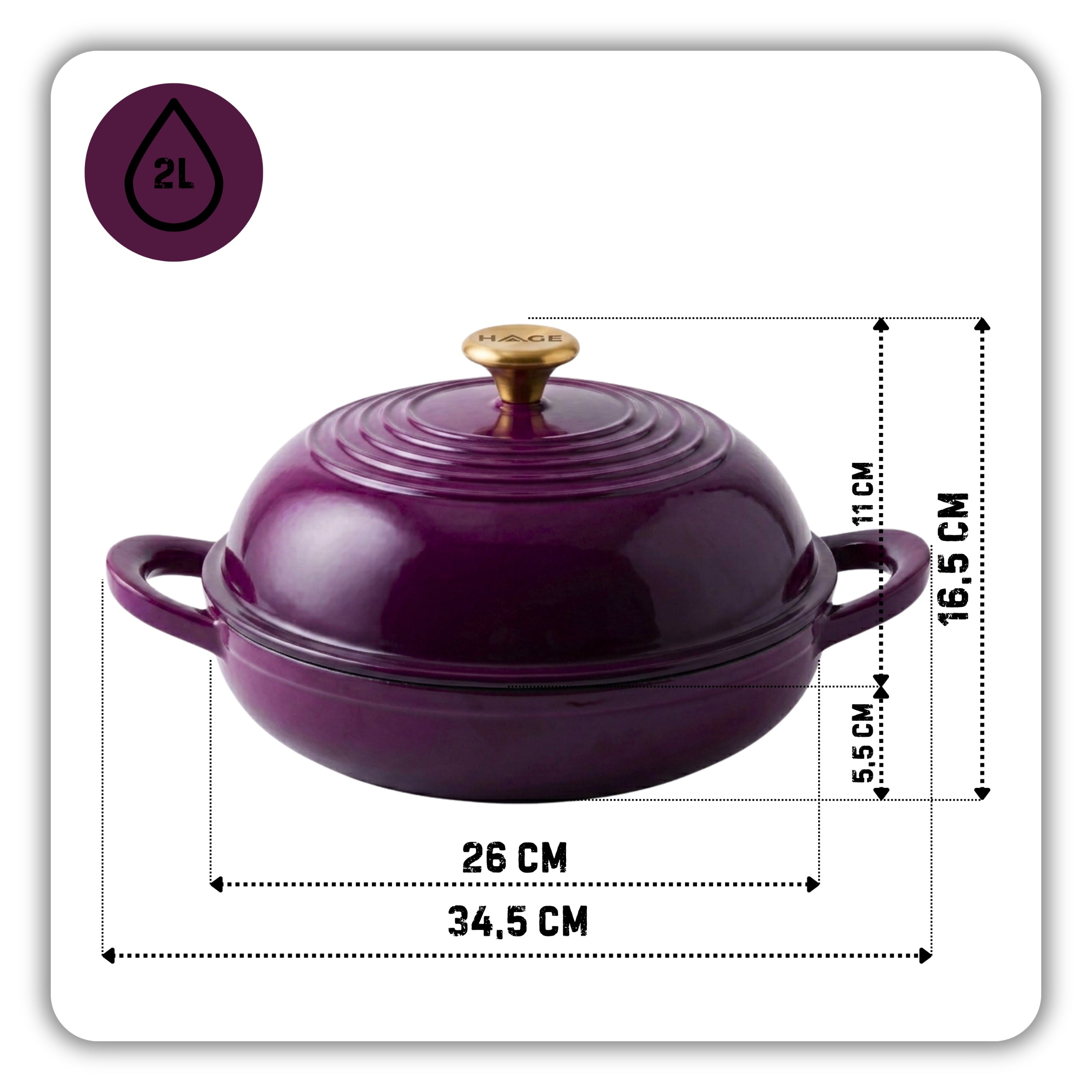 PAN BAKING POT CAST IRON BREAD 26CM GAS OVEN EGGPLANT Manufacturer code Naczynie do pieczenia chleba – BAKŁAŻANOWE