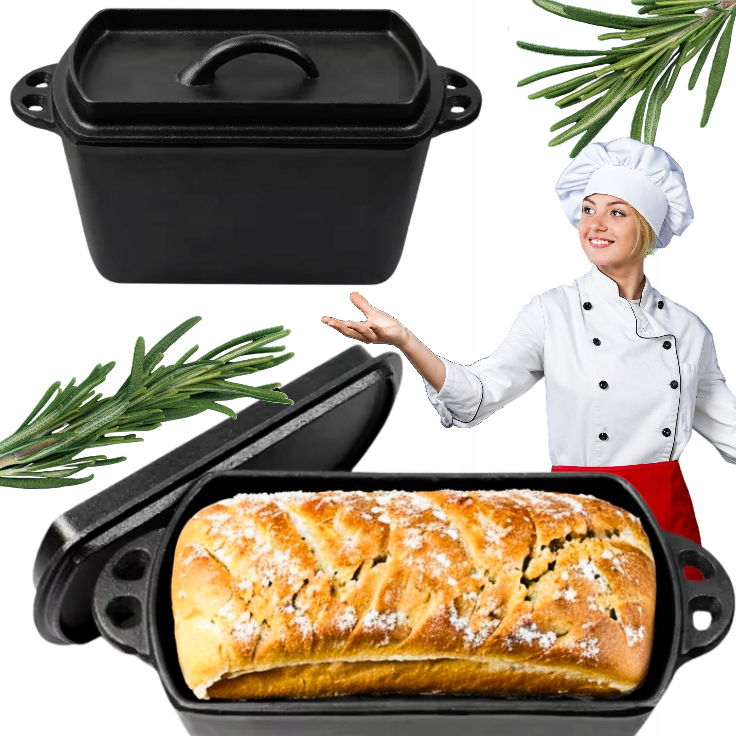 PAN CAST IRON MOLD FOR BAKING BREAD DOUGH PATE CAKE 29 CM