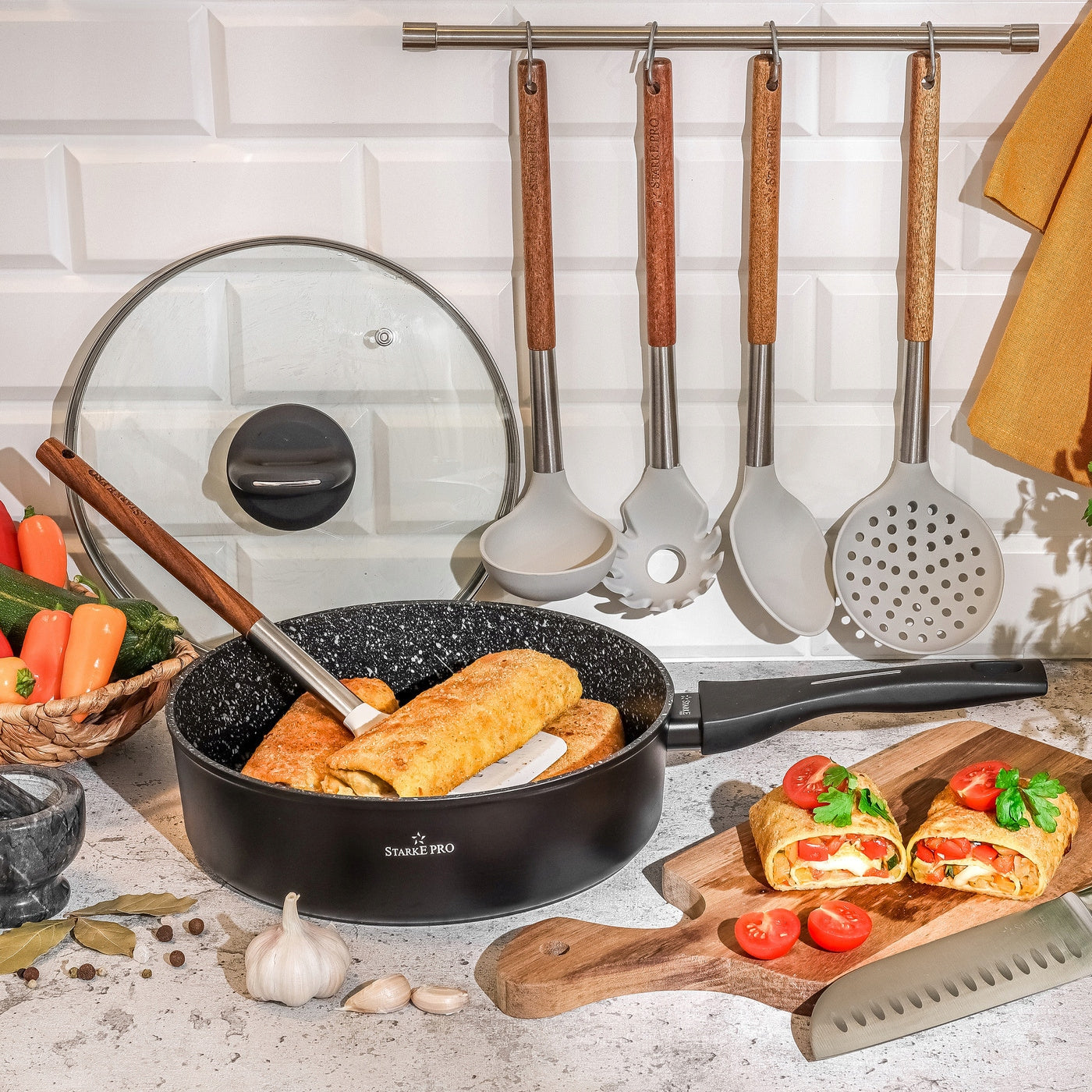 PAN Deep INDUCTION LARGE Gas Lid Non-stick Starke Pro Sesar 28cm Brand Starke Pro