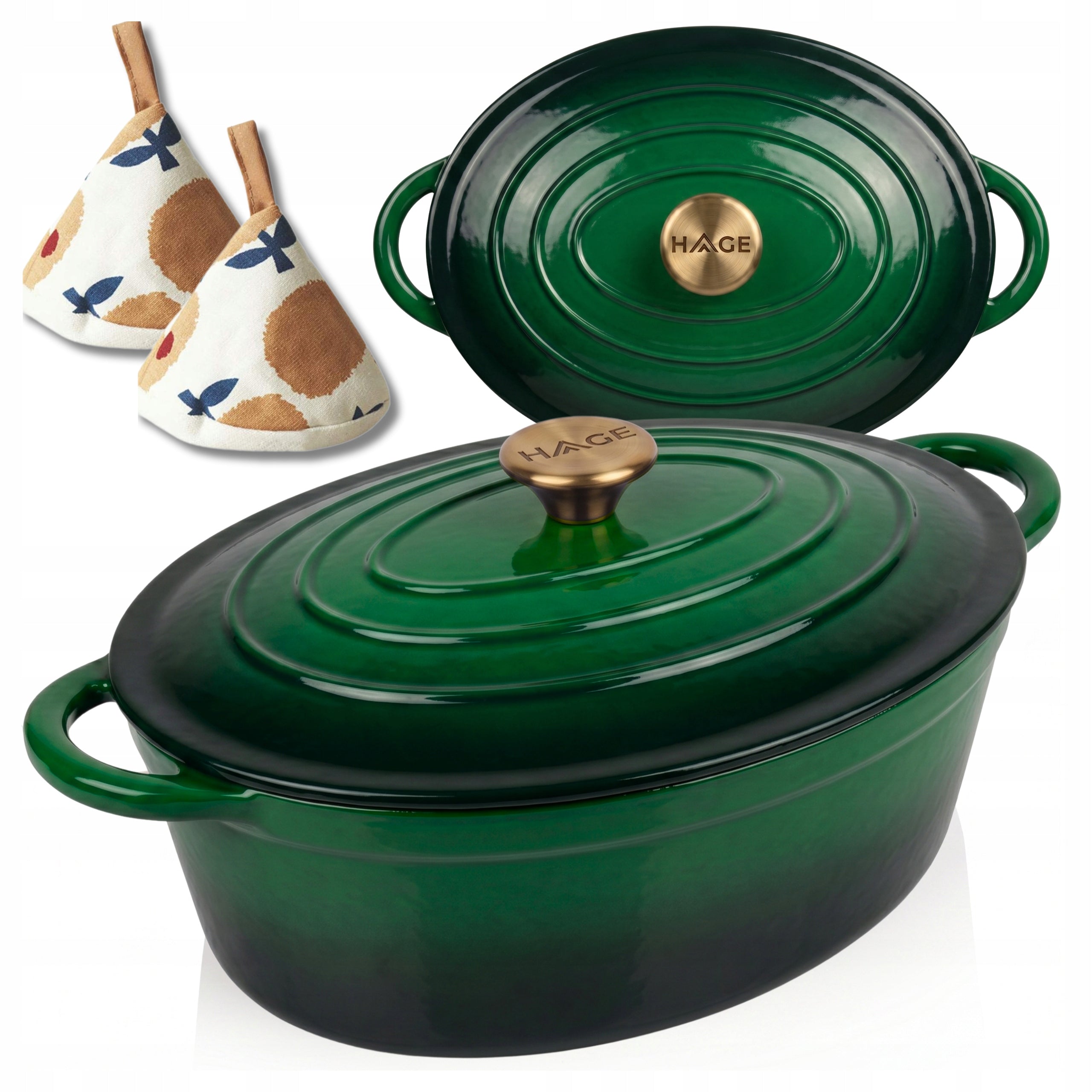 PAN GOOSEBERRY CAST IRON ENAMELLED LARGE INDUCTION GAS OVEN POT 6L