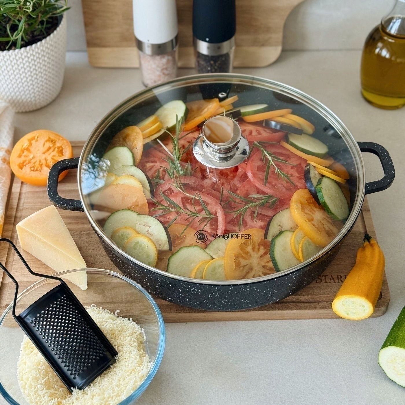 PAN INDUCTION Deep Short Handles Konighoffer Pollo Black 32x8 cm Packaging status original