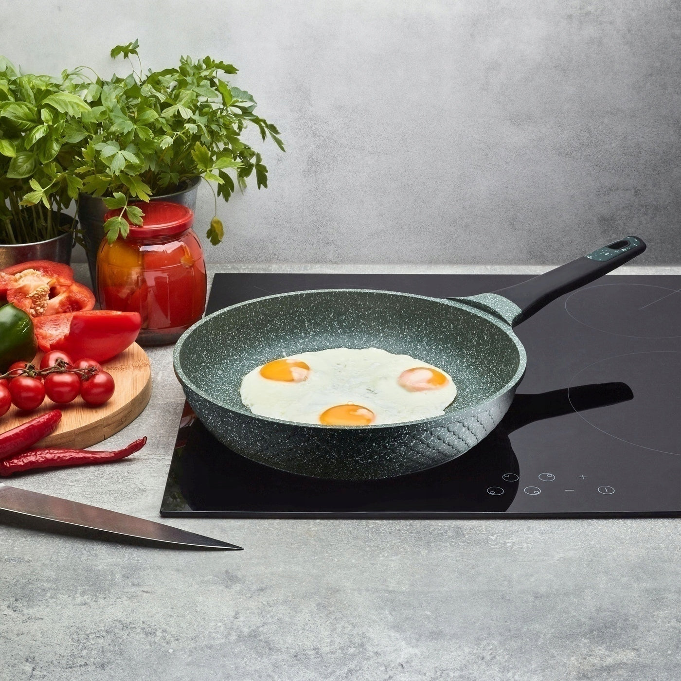 PAN INDUCTION GRANITE marble pan 28cm Green Husk Kind traditional