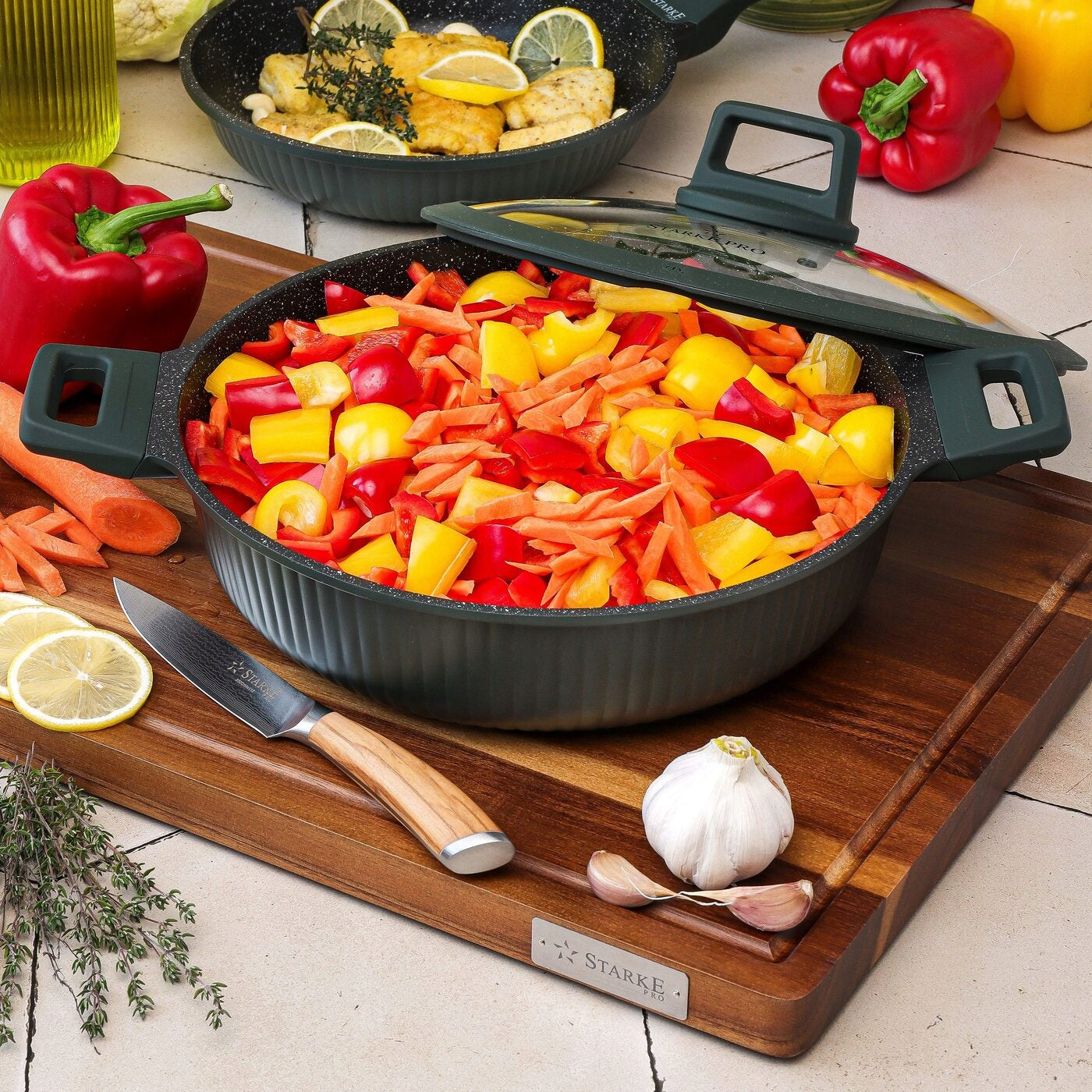 PAN INDUCTION Marble with Short Handles Starke Pro Eridan 28 cm Packaging status original
