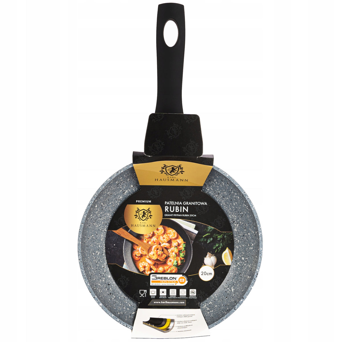PAN INDUCTION PAN 20 cm GRANITE DEEP NONSTICK RUBY