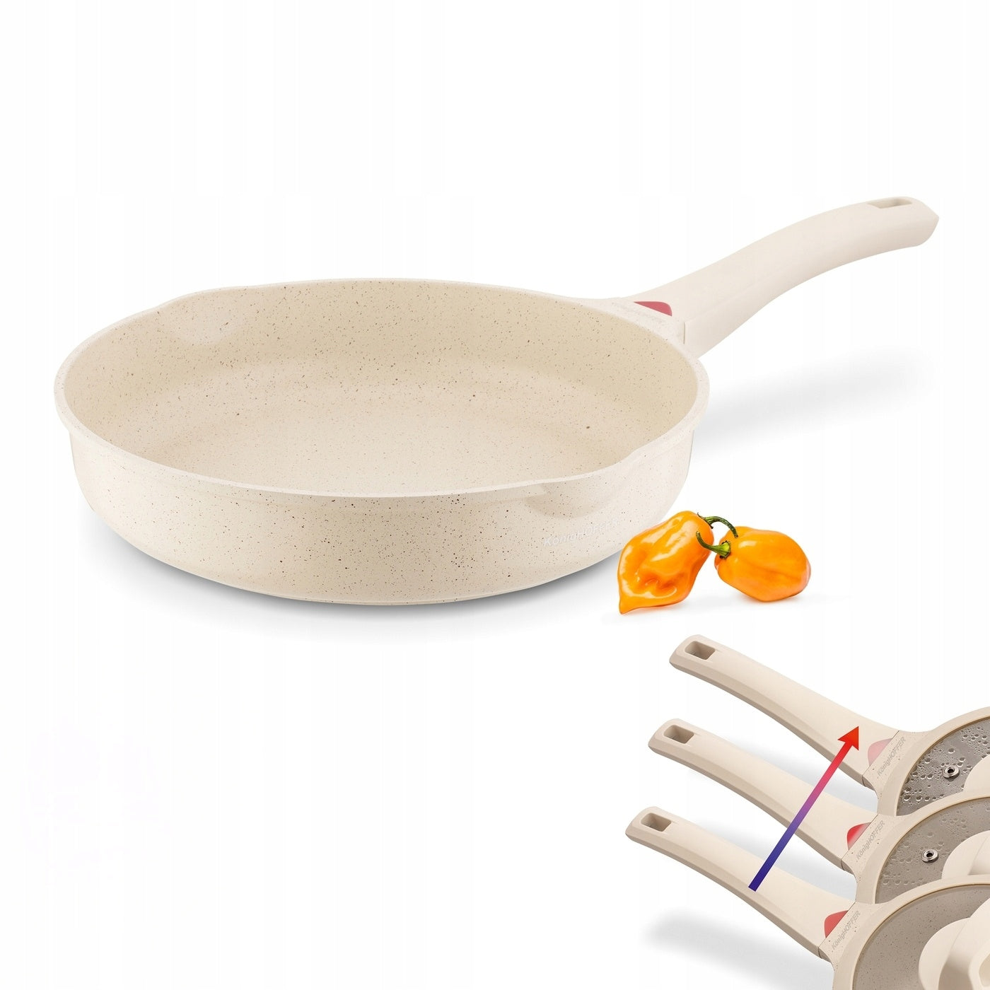 PAN Induction GAS Large SOLID Konighoffer Creamy Marble 28 cm