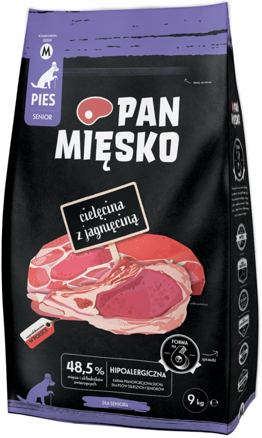 PAN MIĘSKO Dry food for senior dog veal with lamb size M 9kg