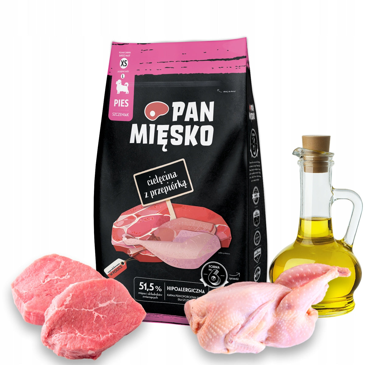 PAN MIĘSKO Veal with Quail 3kg XS for puppies of small breeds Brand Pan Mięsko