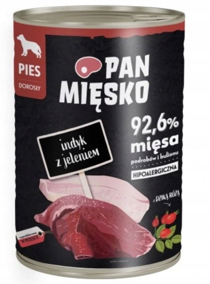 PAN MIĘSKO WET DOG FOOD MIX OF FLAVORS 12X400G YORK MALTESE BULLDOG Brand Pan Mięsko