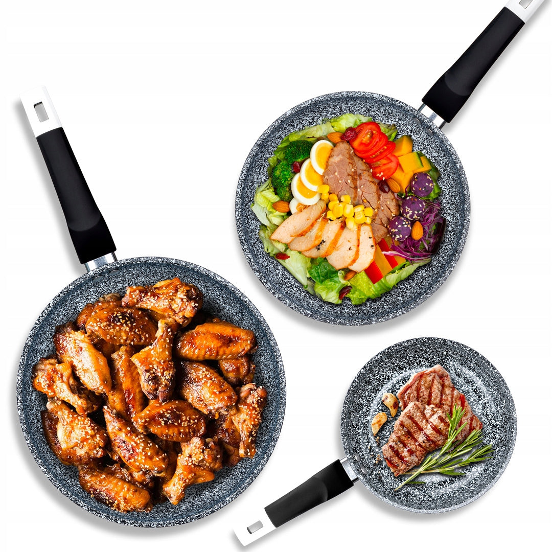 PAN SET 20/24/26cm MARBLED COATING PAN SET 3PCS