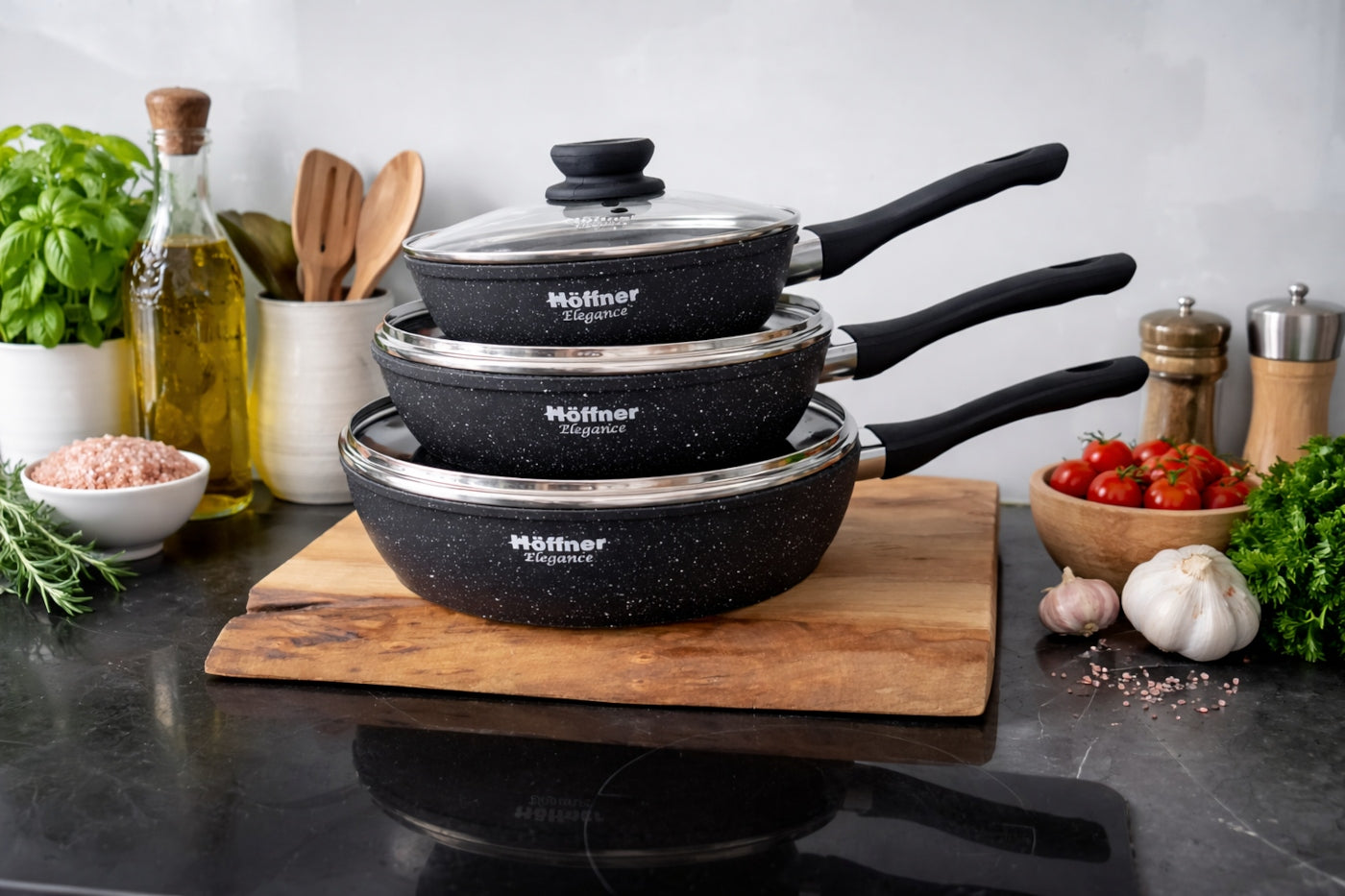 PAN SET 20/24/28 cm NON-STICK PANS INDUCTION / GAS SET Manufacturer code KOMPLET PATELNI INDUKCJA NA GAZ Ø 20/24/28 cm