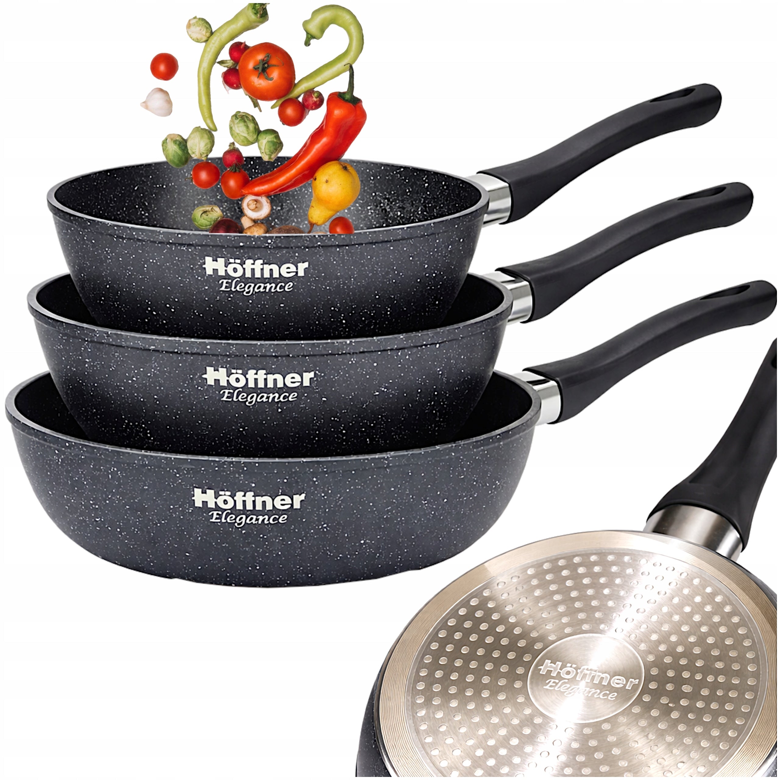 PAN SET 22/24/28 cm NON-STICK PANS INDUCTION / GAS SET Packaging status original