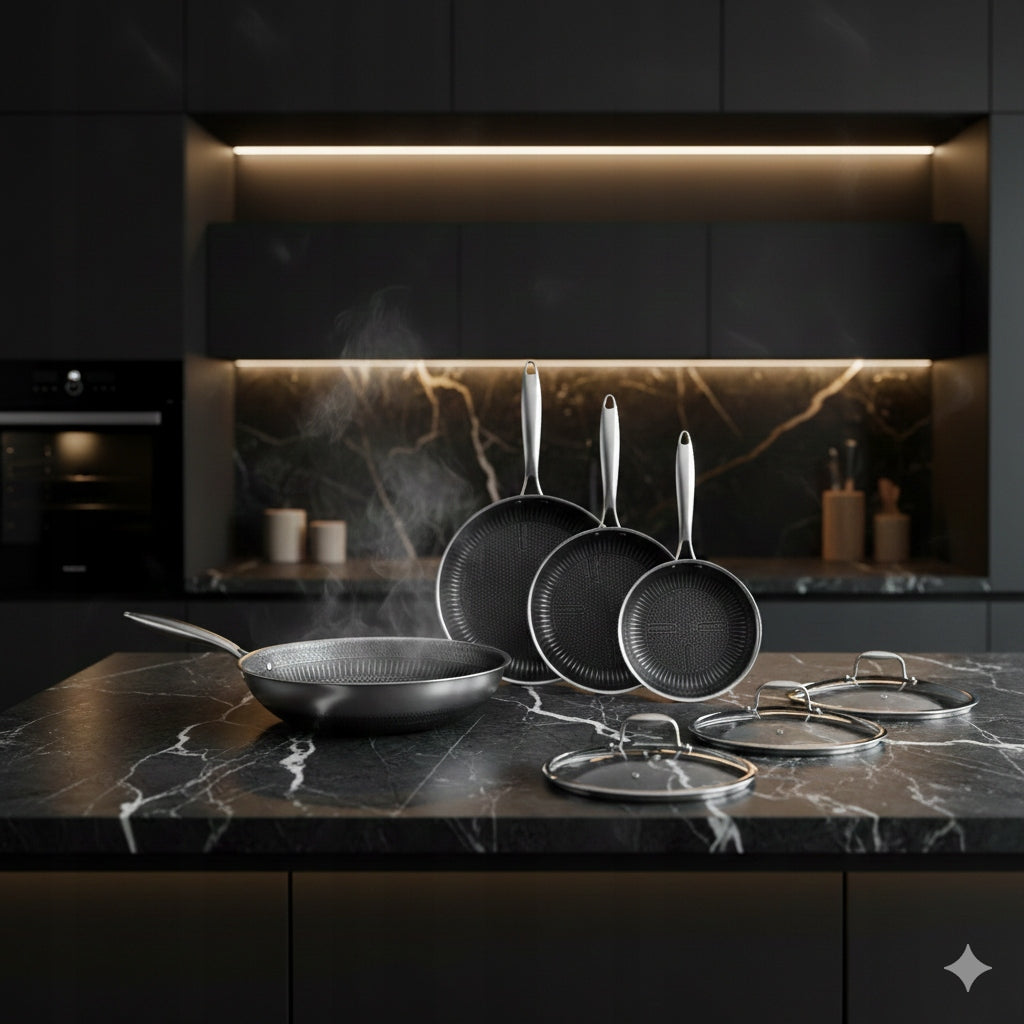 PAN SET WITH LID SET OF 7 PCS WITHOUT PFOA AND PFOS NON STICK Manufacturer code NC3PLY7S