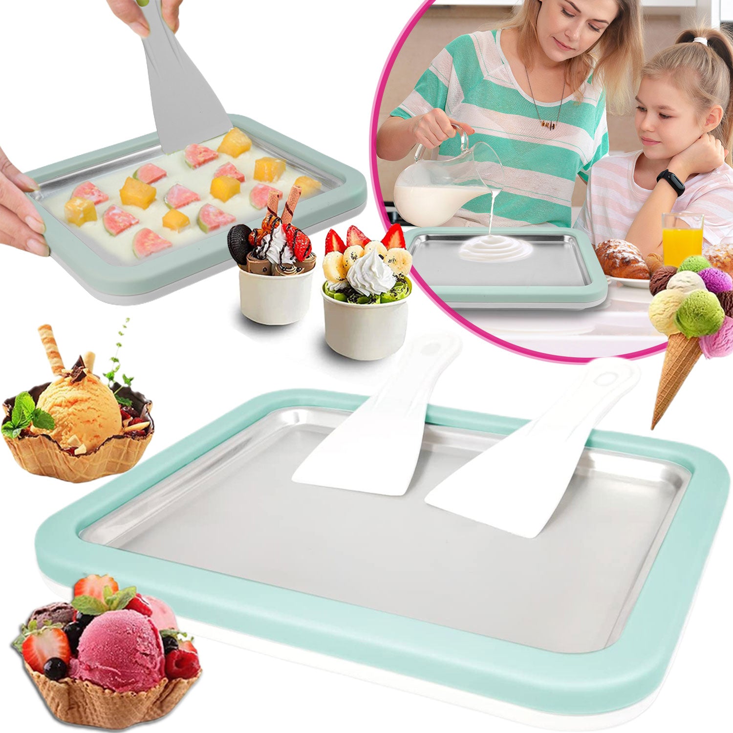 PAN THAI ICE CREAM MAKER HOMEMADE ICE CREAM+ TWO SCRAPERS SET