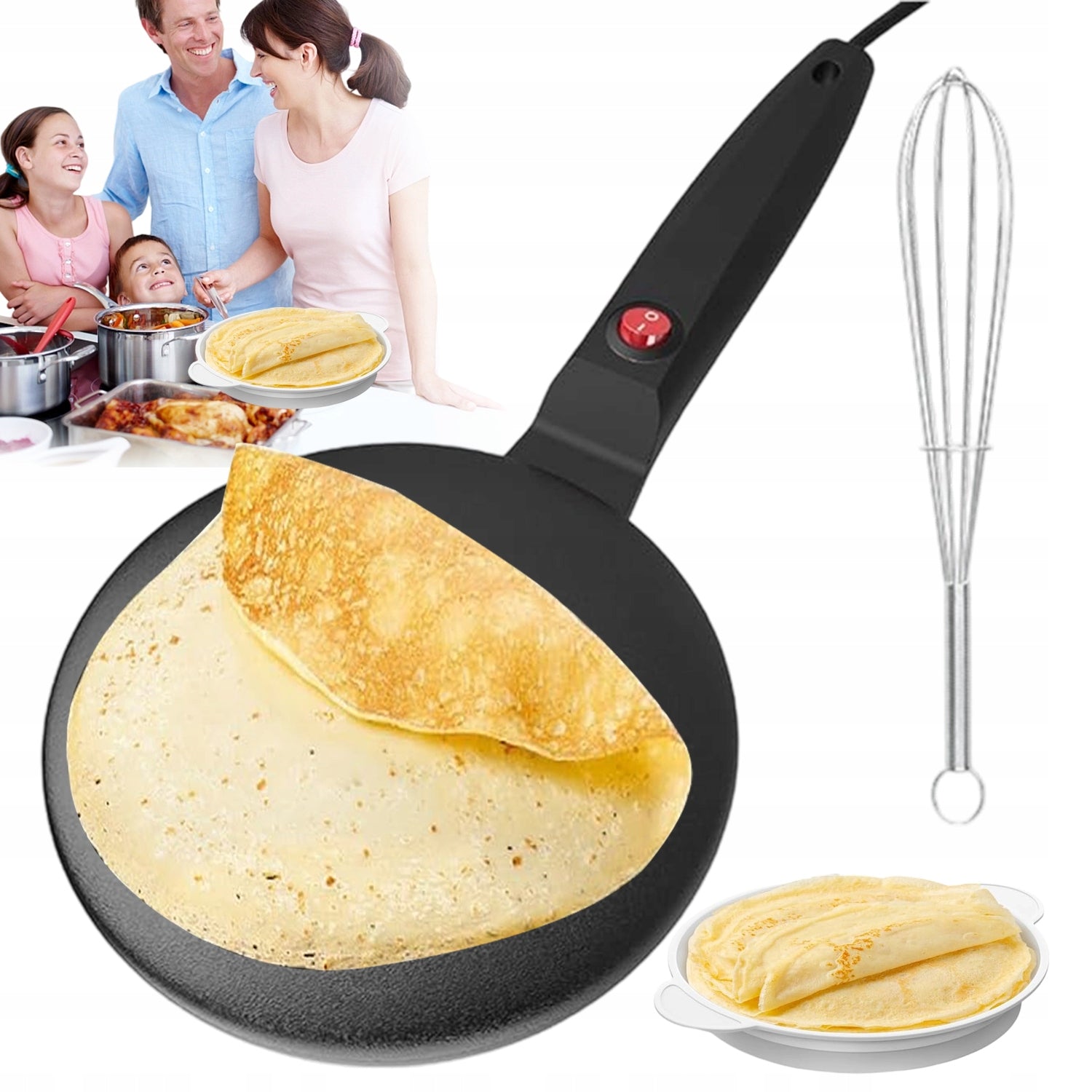 PANCAKE ELECTRIC PAN CONVENIENT HANDLE NON-STICK COATING