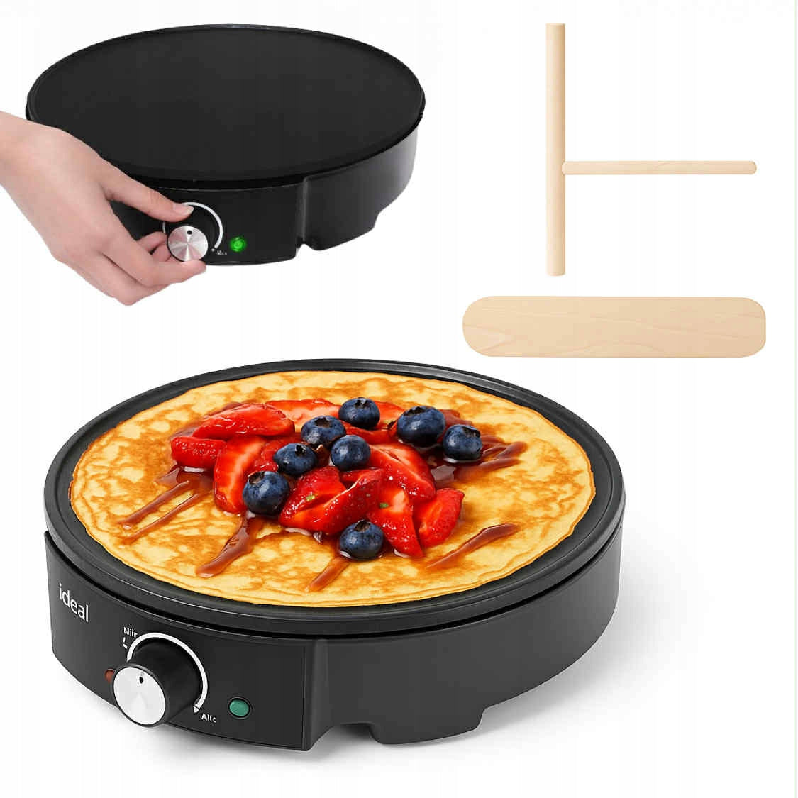 PANCAKE MAKER 30cm 1800W FAST FRYING PANCAKES AND OMELETS without fat