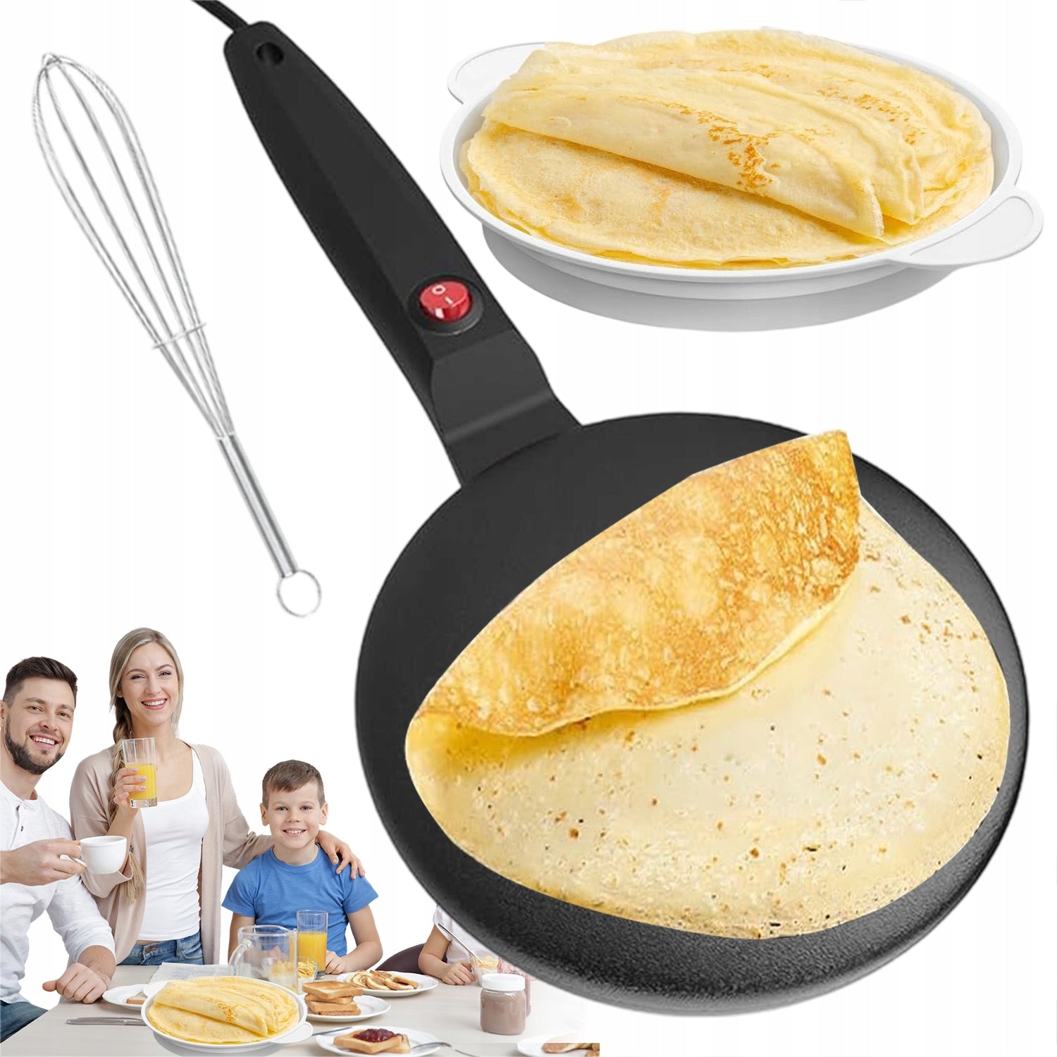 PANCAKE MAKER ELECTRIC FRYING PAN 600W COMPACT LIGHT IDEAL FOR HOME