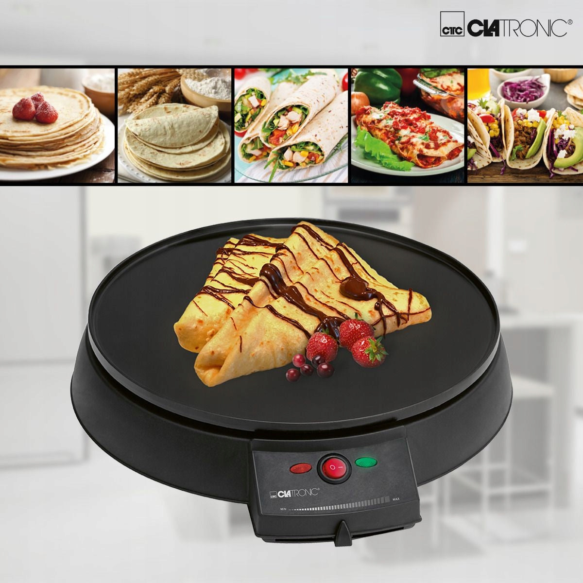 PANCAKE MAKER ELECTRIC PANCAKE PAN 900W POWERFUL APPLIANCE Manufacturer code CM 3372
