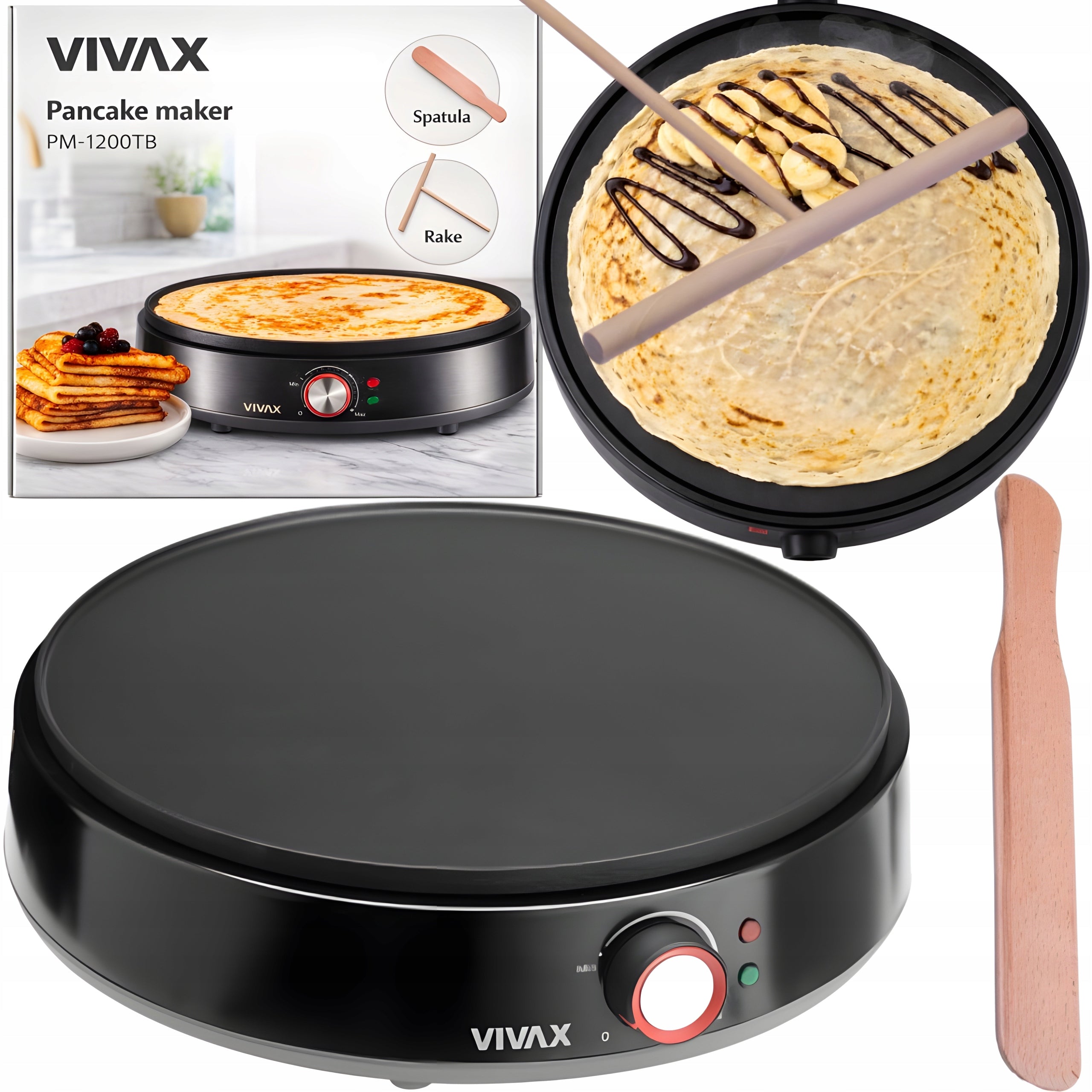 PANCAKE MAKER PANCAKE PAN crepes 30cm 1200W WITHOUT FAT