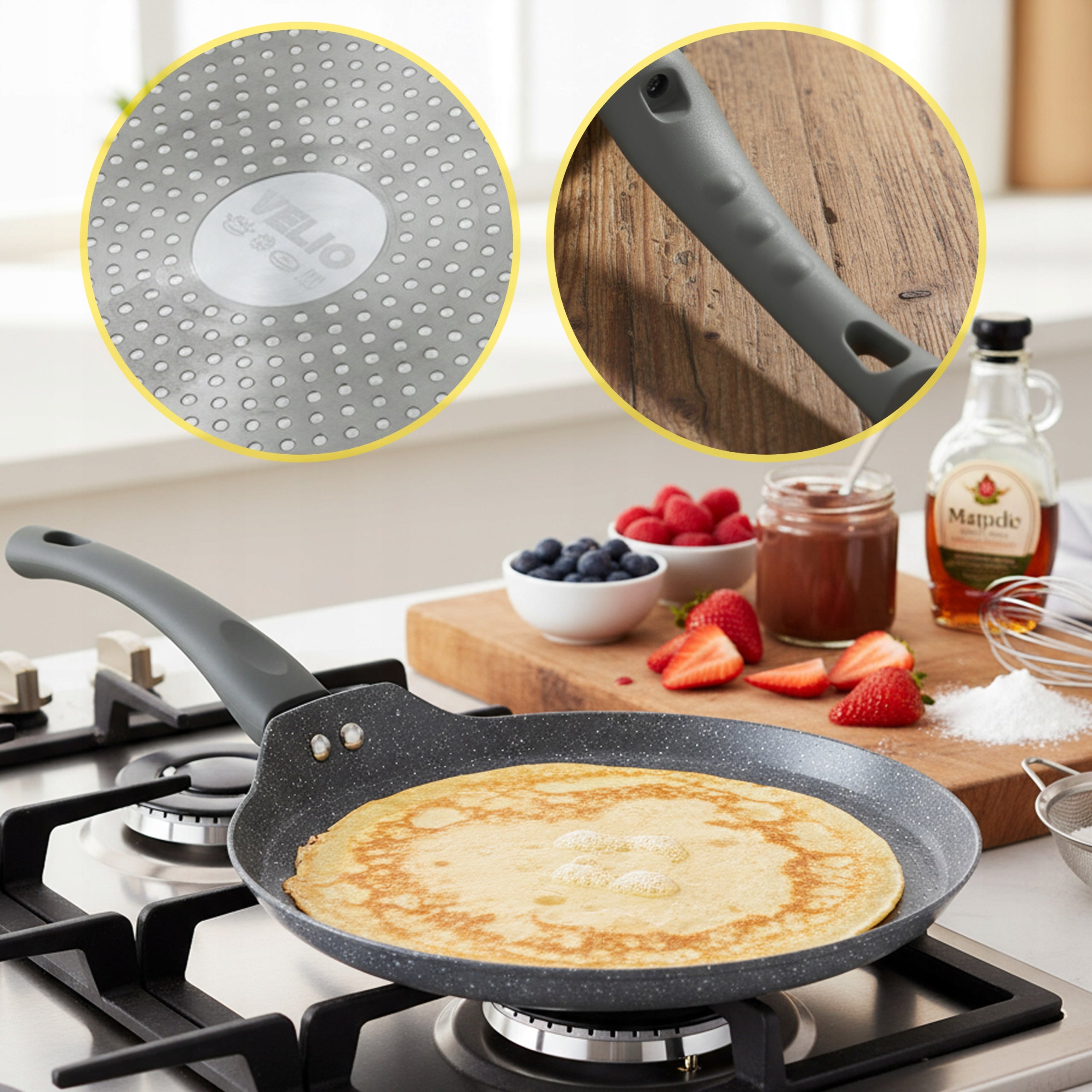 PANCAKE PAN 26 CM CERAMIC INDUCTION GAS ELECTRIC VELIO Packaging status original