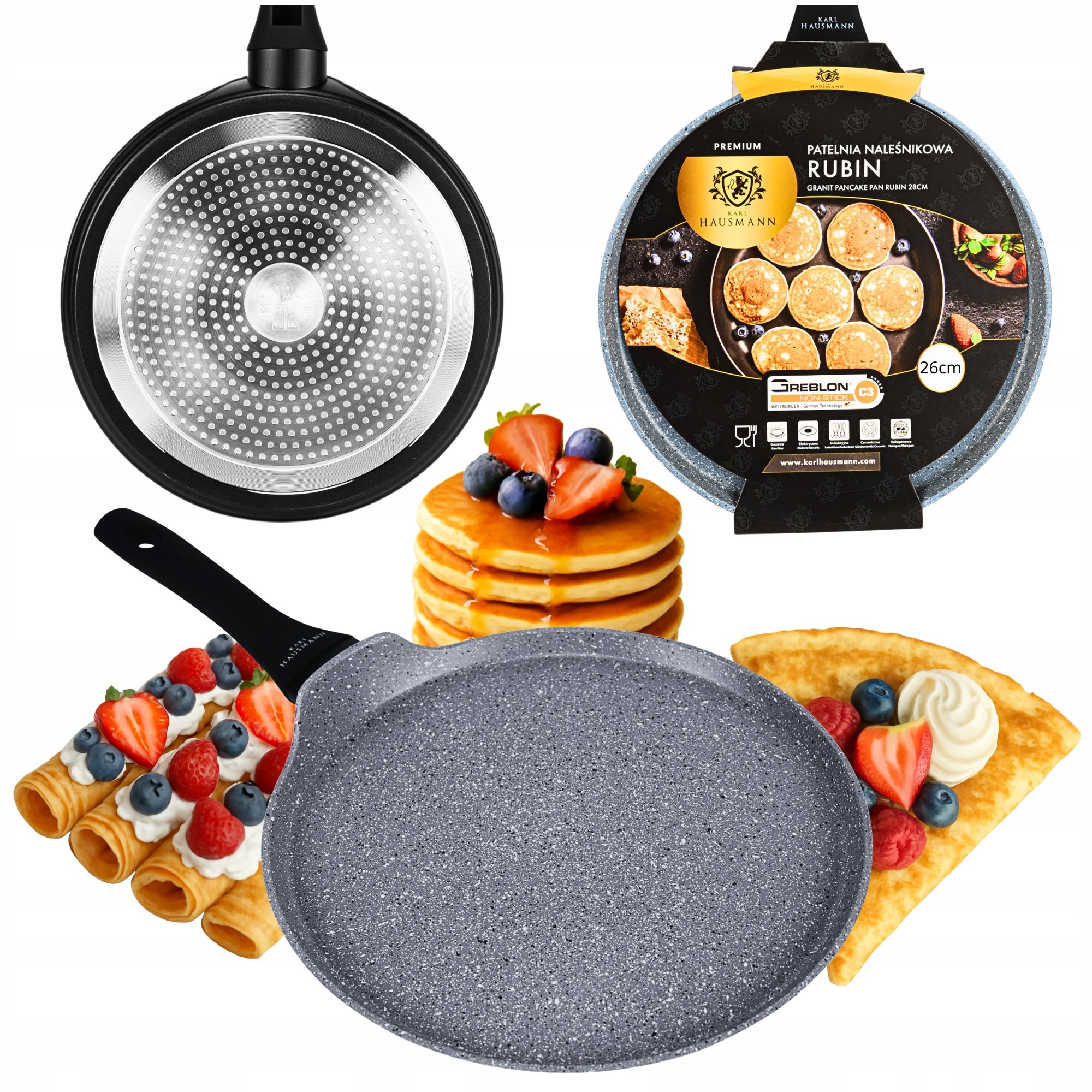PANCAKE PAN INDUCTION GAS NON-STICK 26CM NON-STICK COATING